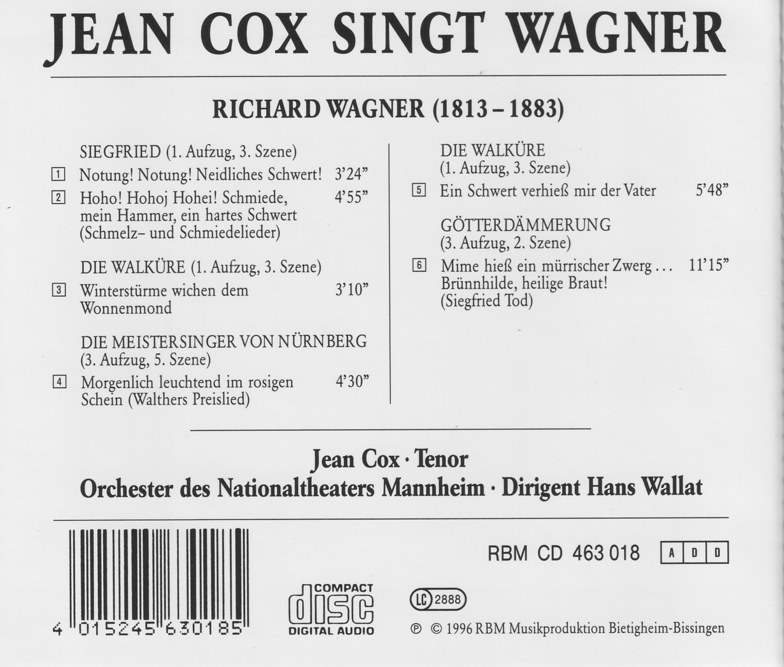 Jean Cox singt Wagner