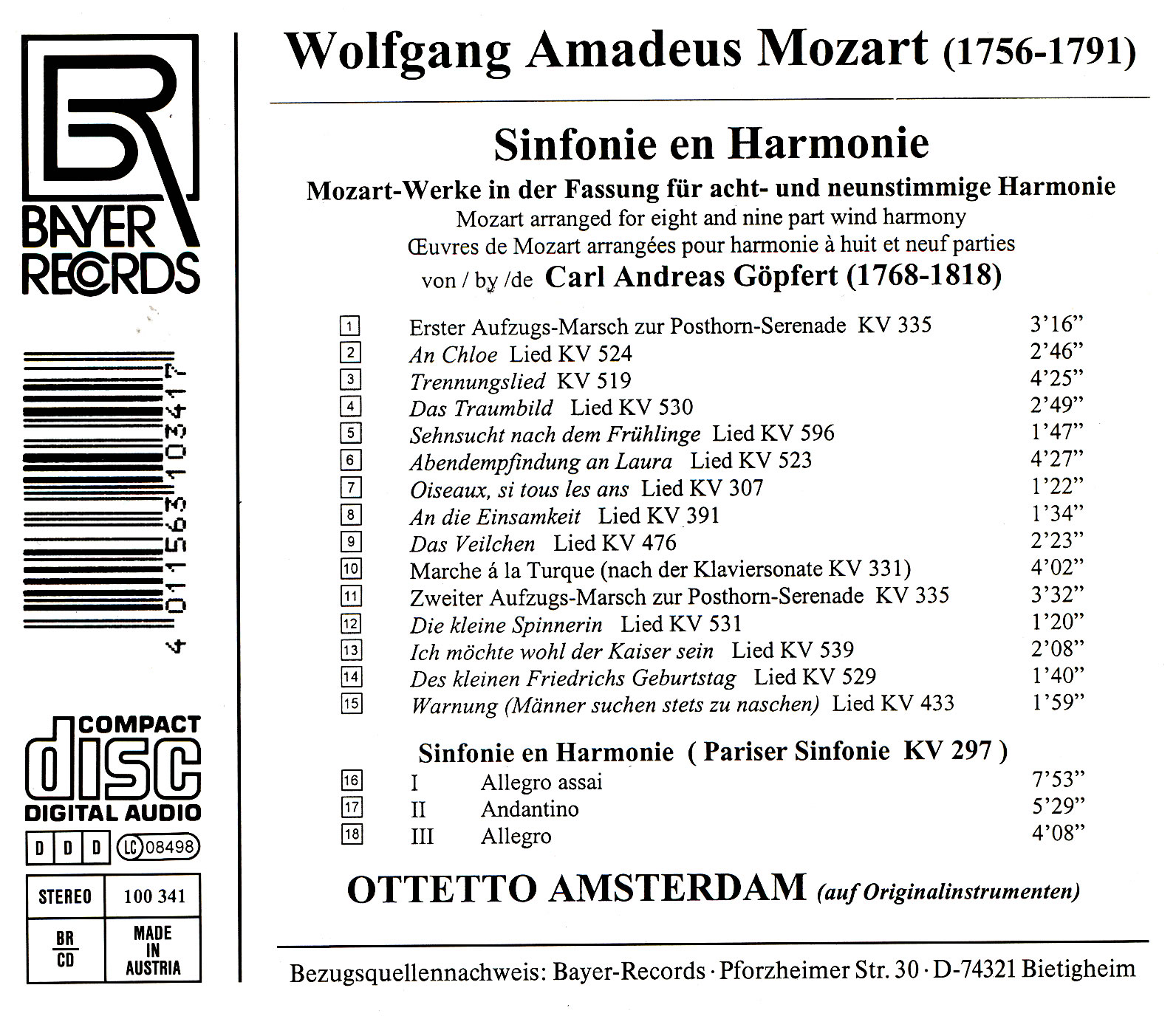 Wolfgang Amadeus Mozart - Sinfonie en Harmonie