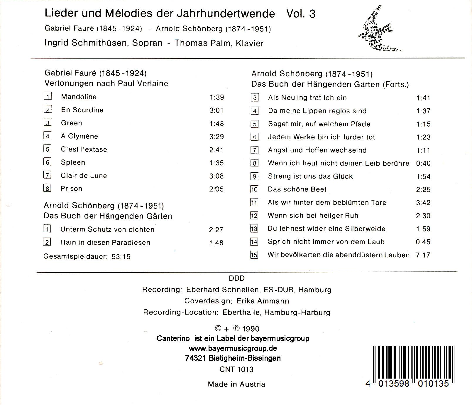 Lieder und Mélodies der Jahrhundertwende Vol. 3