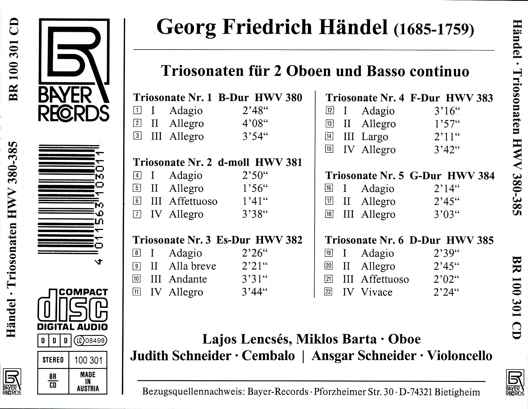 Georg Friedrich Händel - Triosonaten