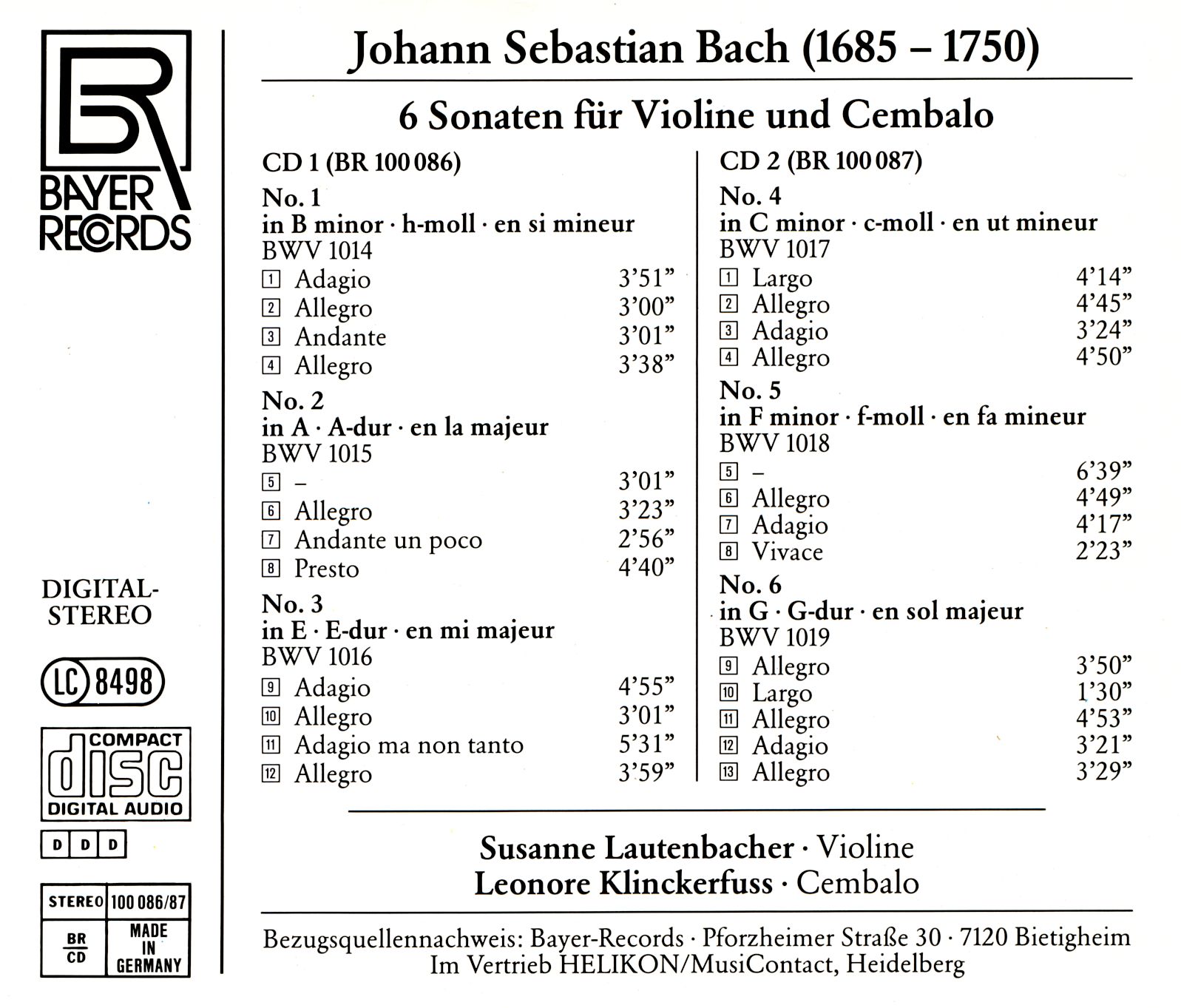 Johann Sebastian Bach - Violinsonaten