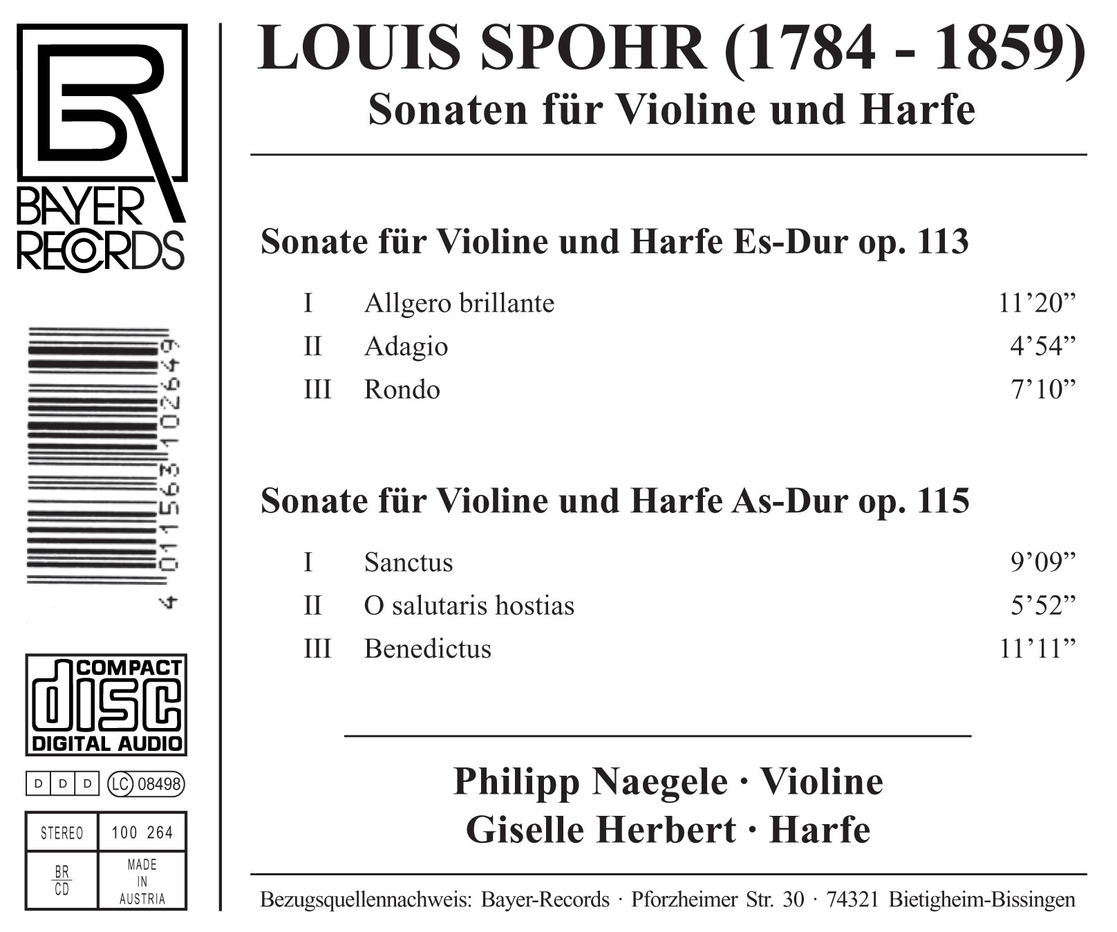 Louis Spohr - Werke für Violine und Harfe