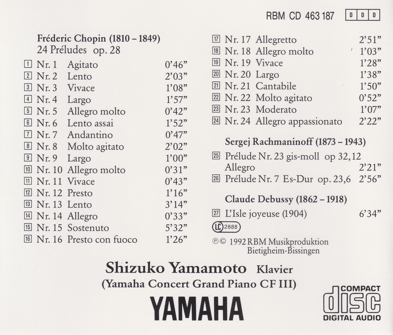 Frédéric Chopin: 24 Preludes - Schizuko Yamamoto