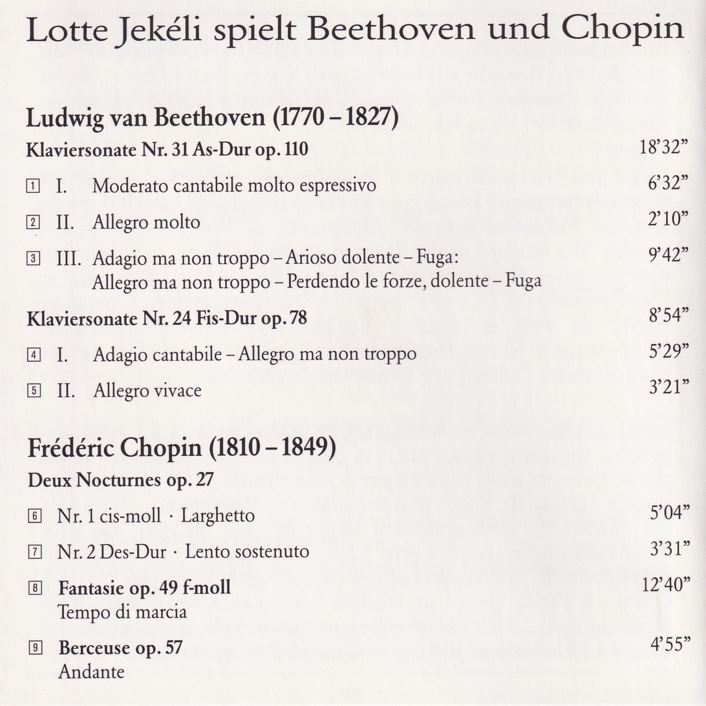 Lotte Jekéli spielt Beethoven und Chopin