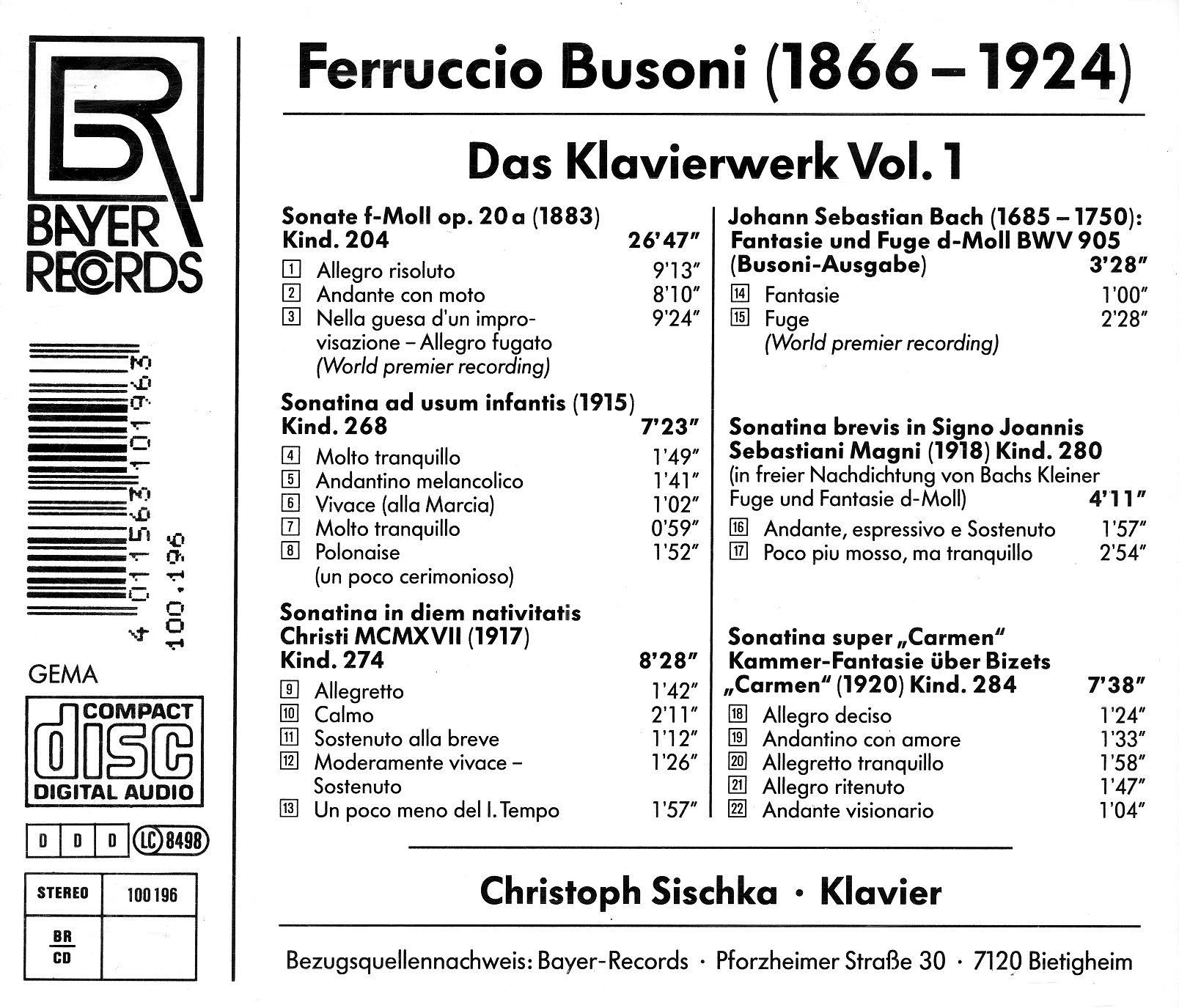 Ferruccio Busoni - Das Klavierwerk I