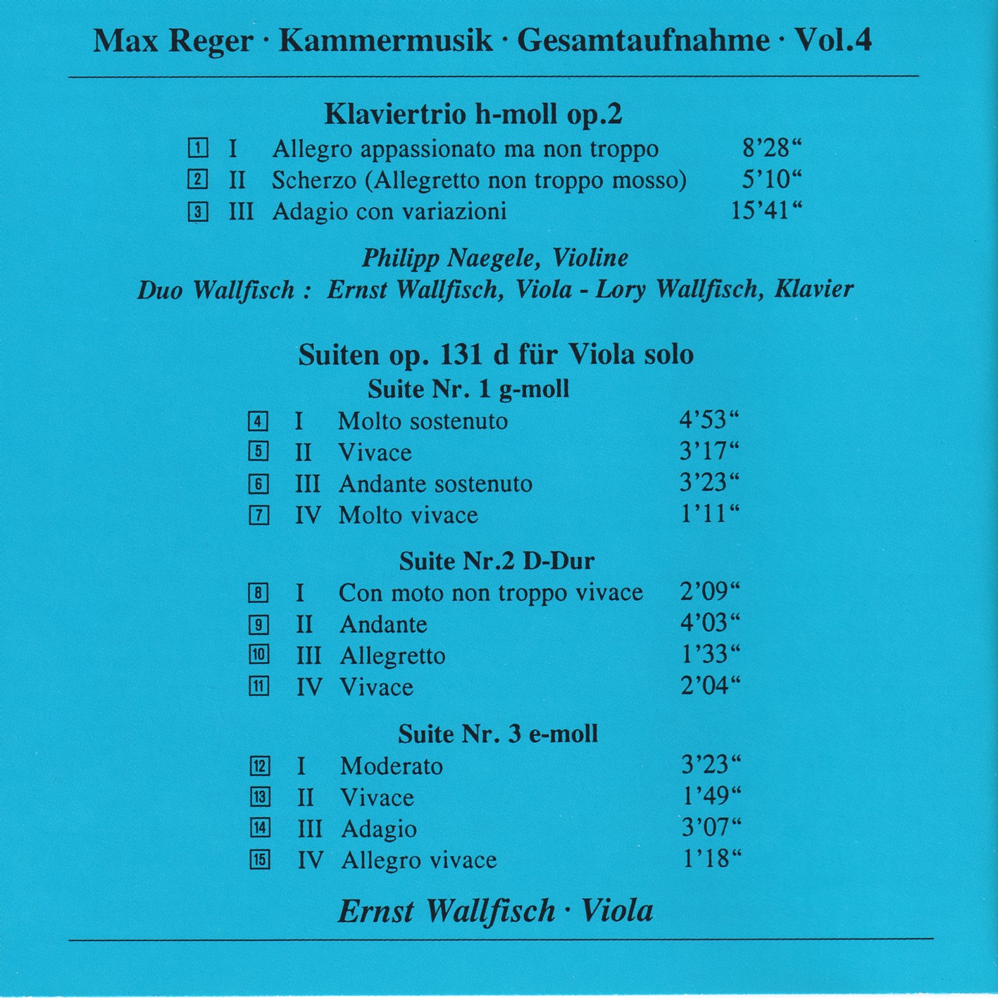Max Reger - Kammermusik komplett Vol. 4