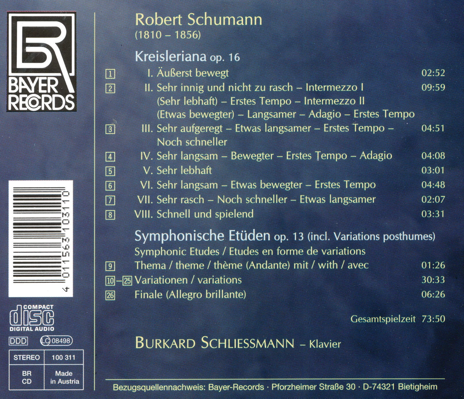 Robert Schumann - Kreisleriana /Etüden