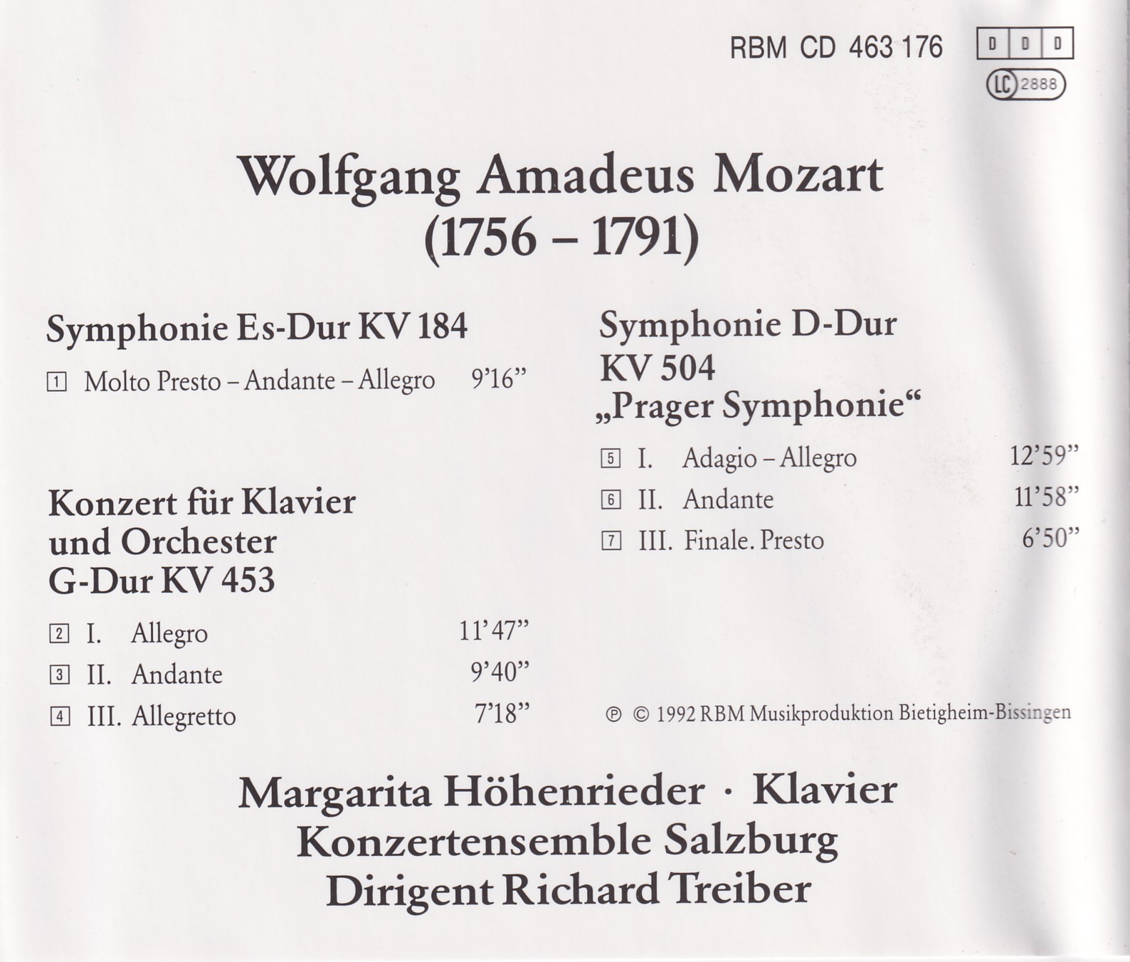 Schwetzinger Mozartfestival - Konzertensemble Salzburg