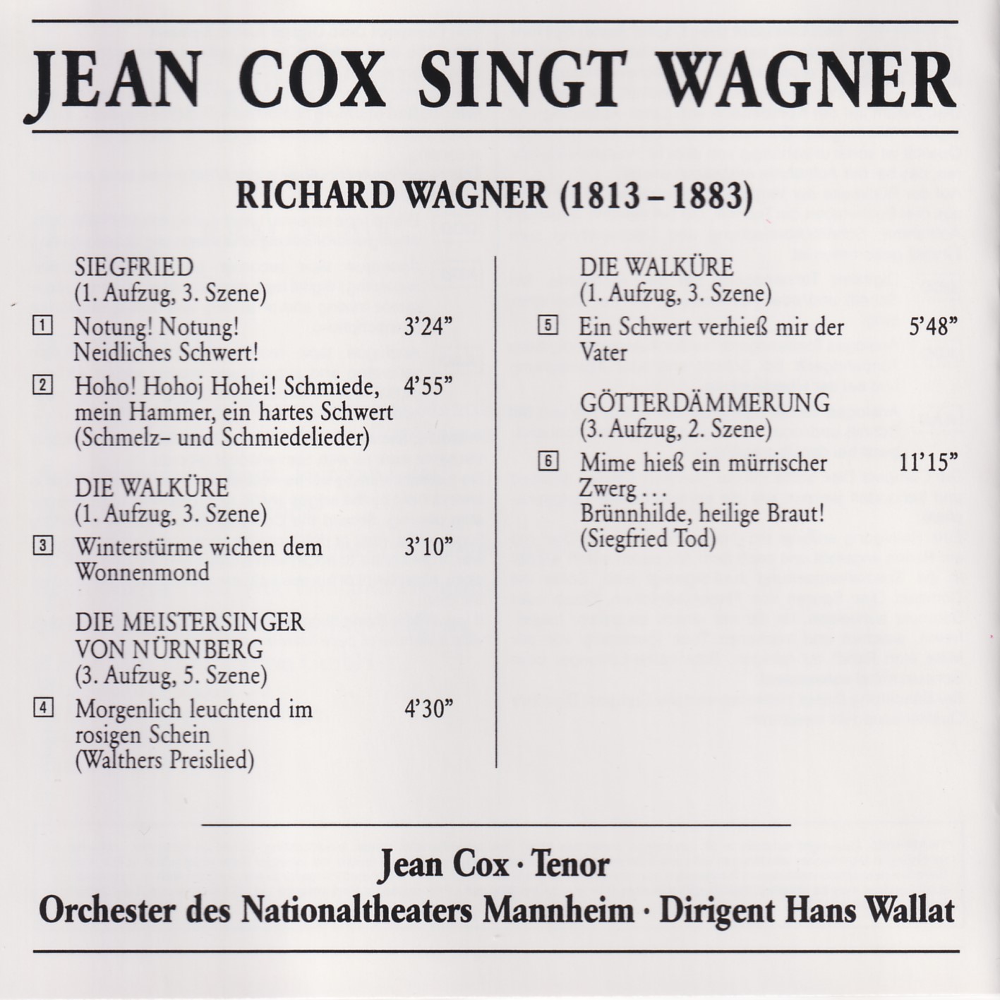 Jean Cox singt Wagner