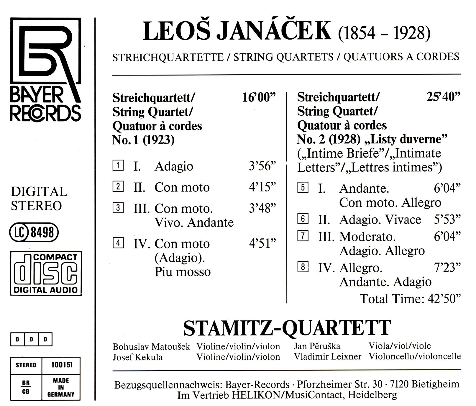 Leos Janácek - Streichquartette