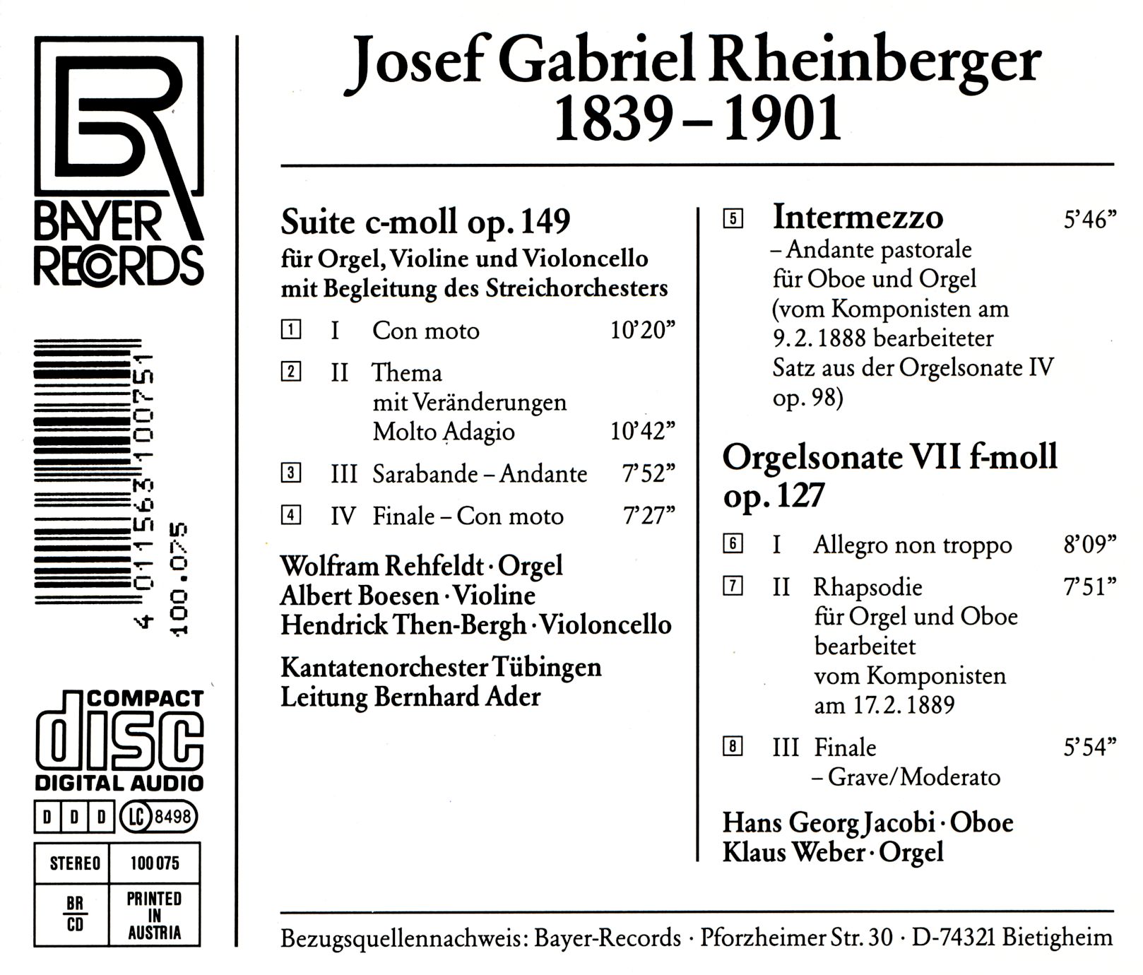 Joseph Rheinberger - Orgelwerke