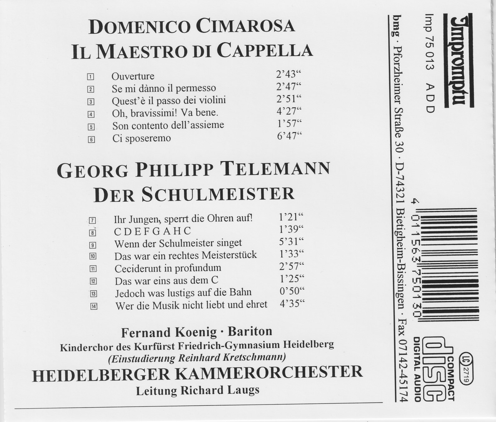 Domenico Cimarosa / Georg Philipp Telemann - Singspiele