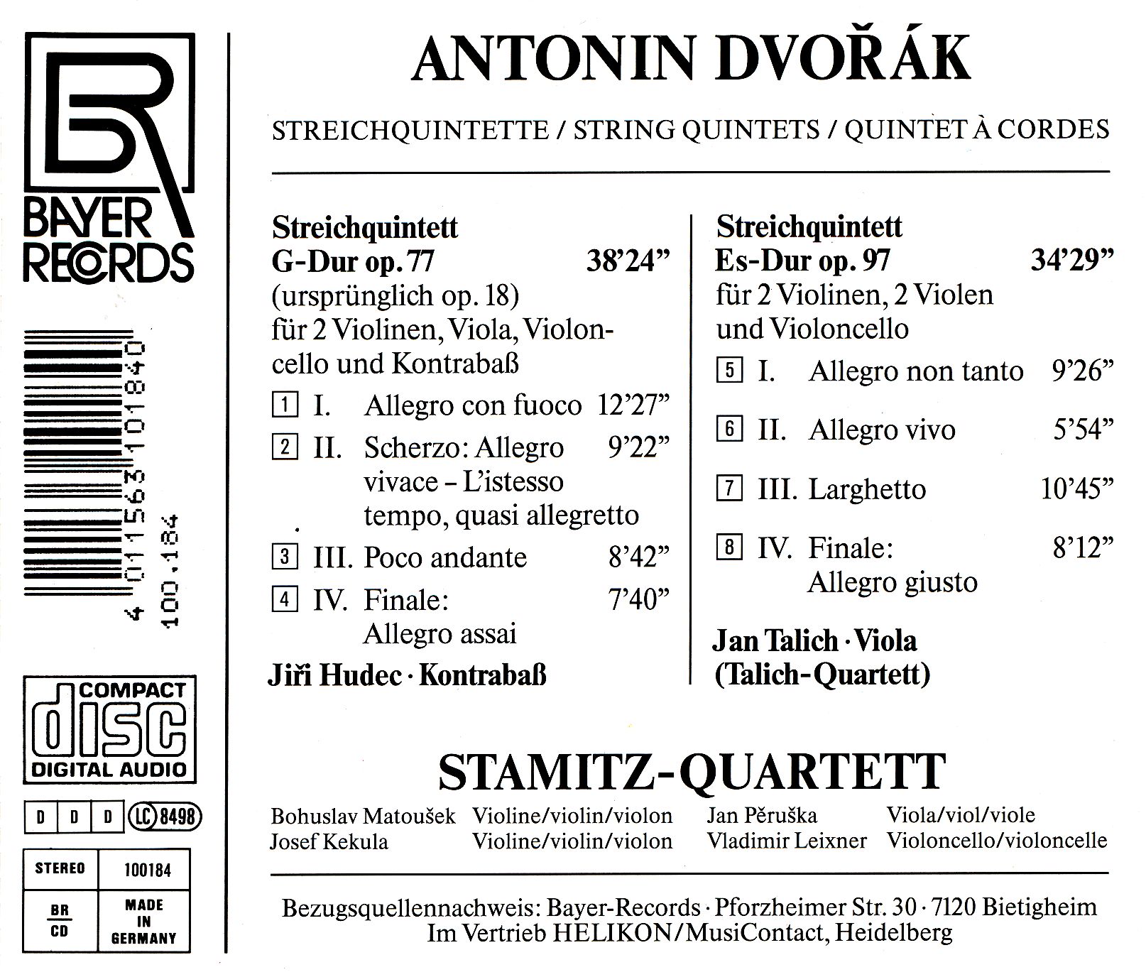 Antonin Dvorak - Streichquintette