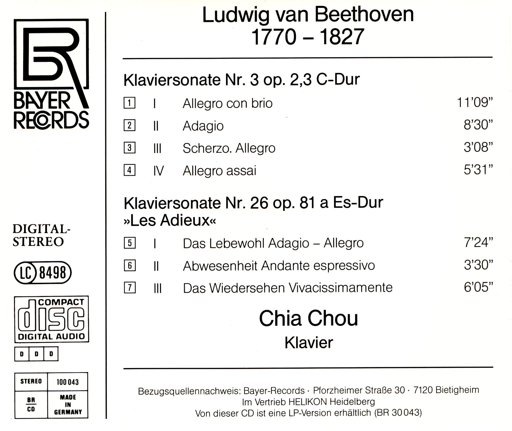 Ludwig van Beethoven - Klaviersonaten Chia Chou