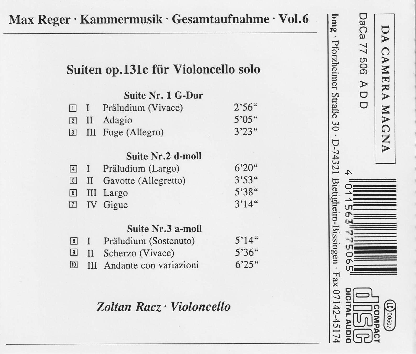 Max Reger - Kammermusik komplett Vol. 6