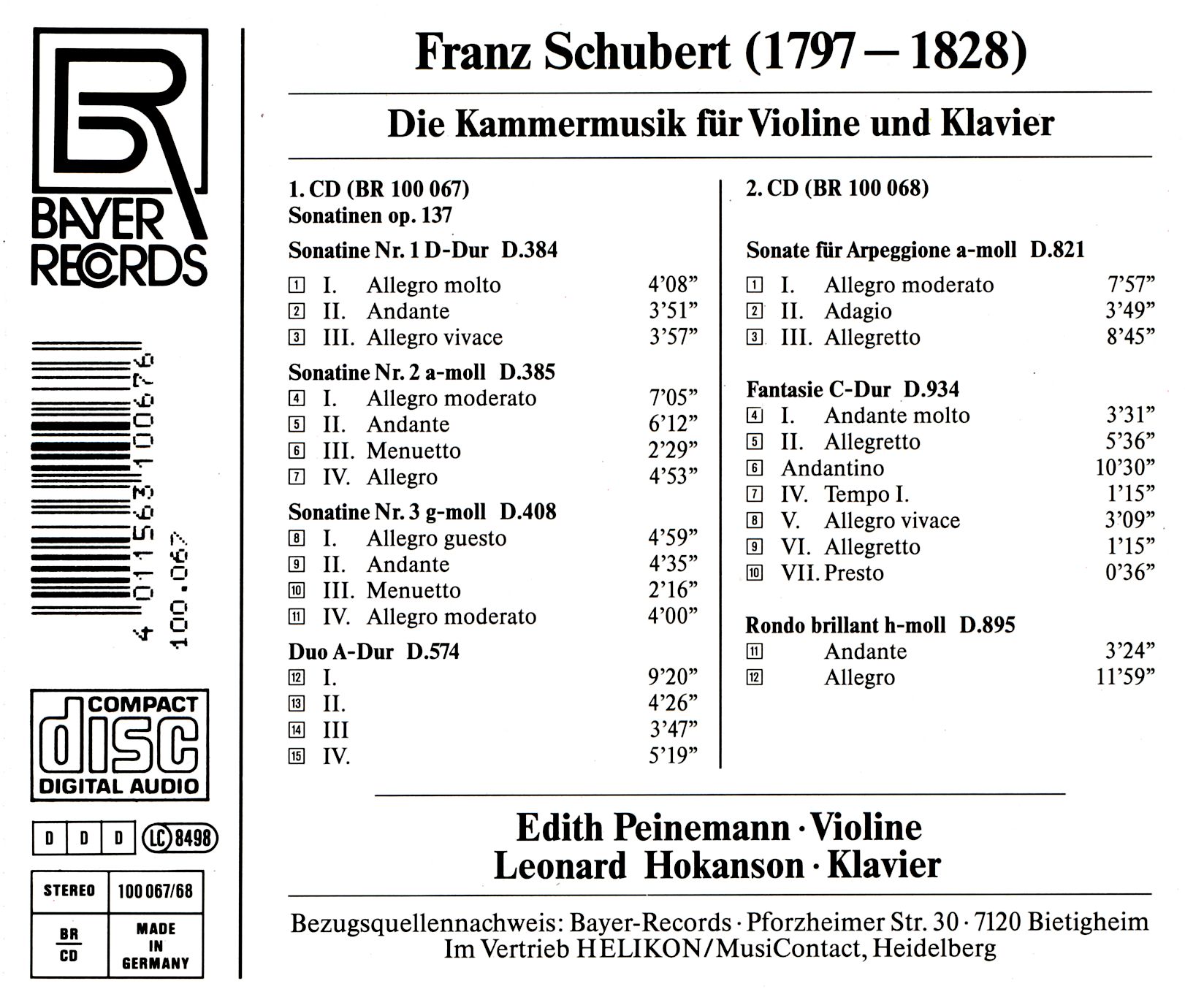 Franz Schubert - Die Kammermusik für Violine