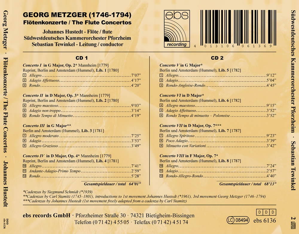 Georg Metzger - Die Flötenkonzerte – Gesamtaufnahme / Erstveröffentlichung