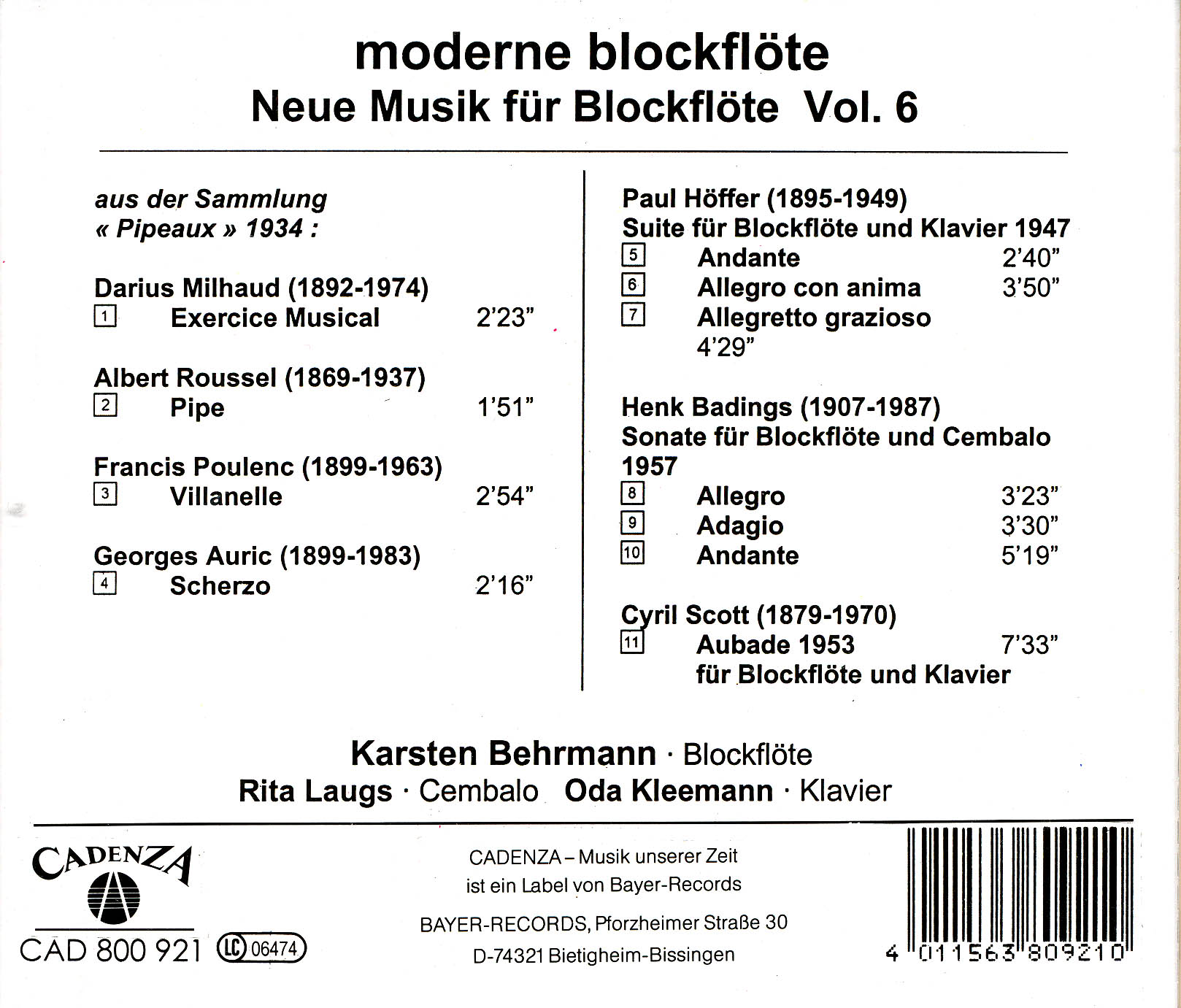 moderne blockflöte - Neue Musik für Blockflöte Vol.6