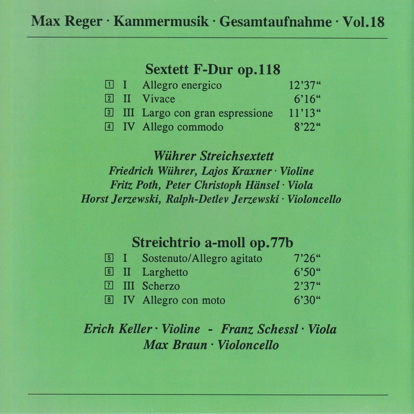 Max Reger - Kammermusik komplett Vol. 18