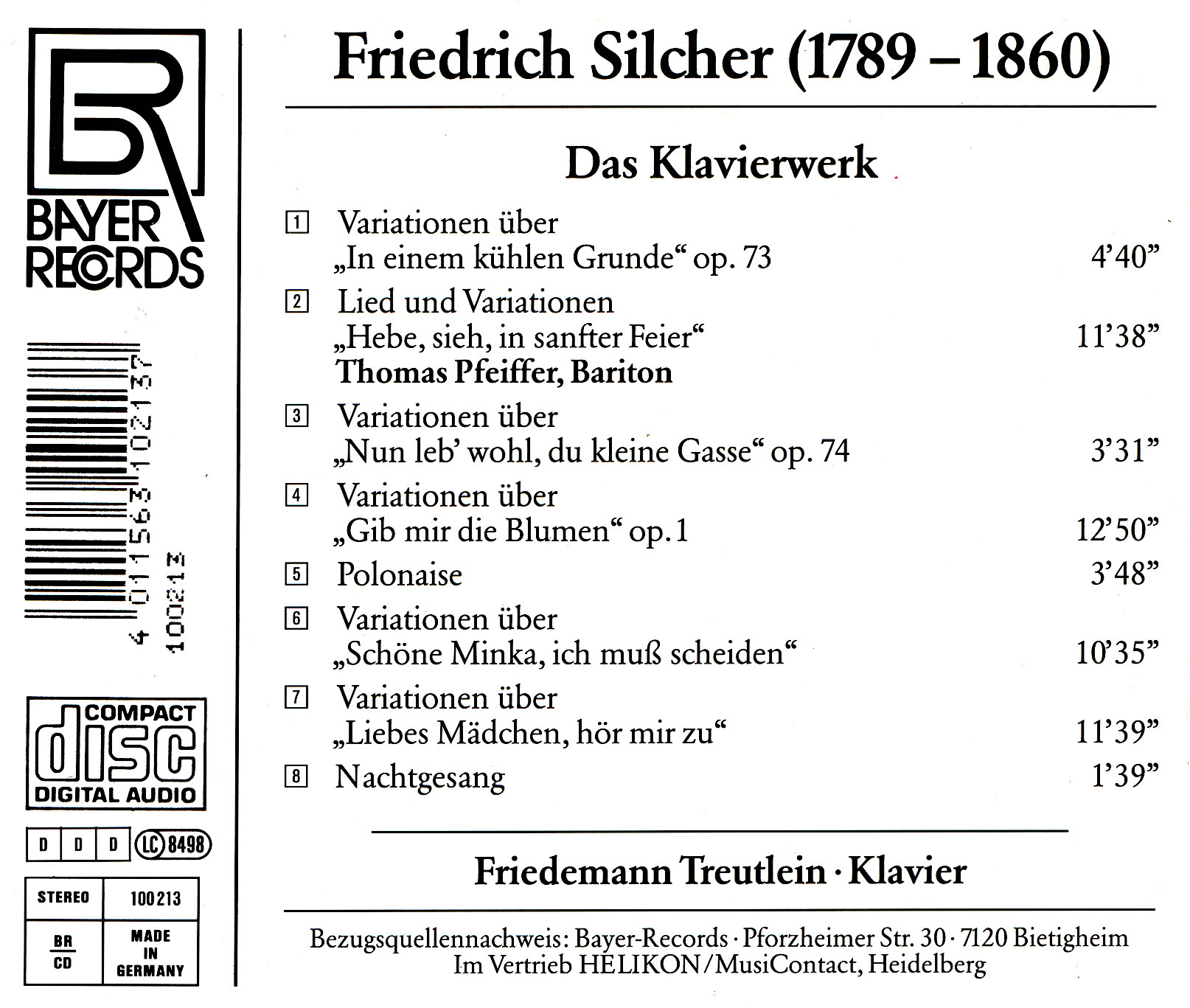 Friedrich Silcher - Sämtliche Klavierwerke