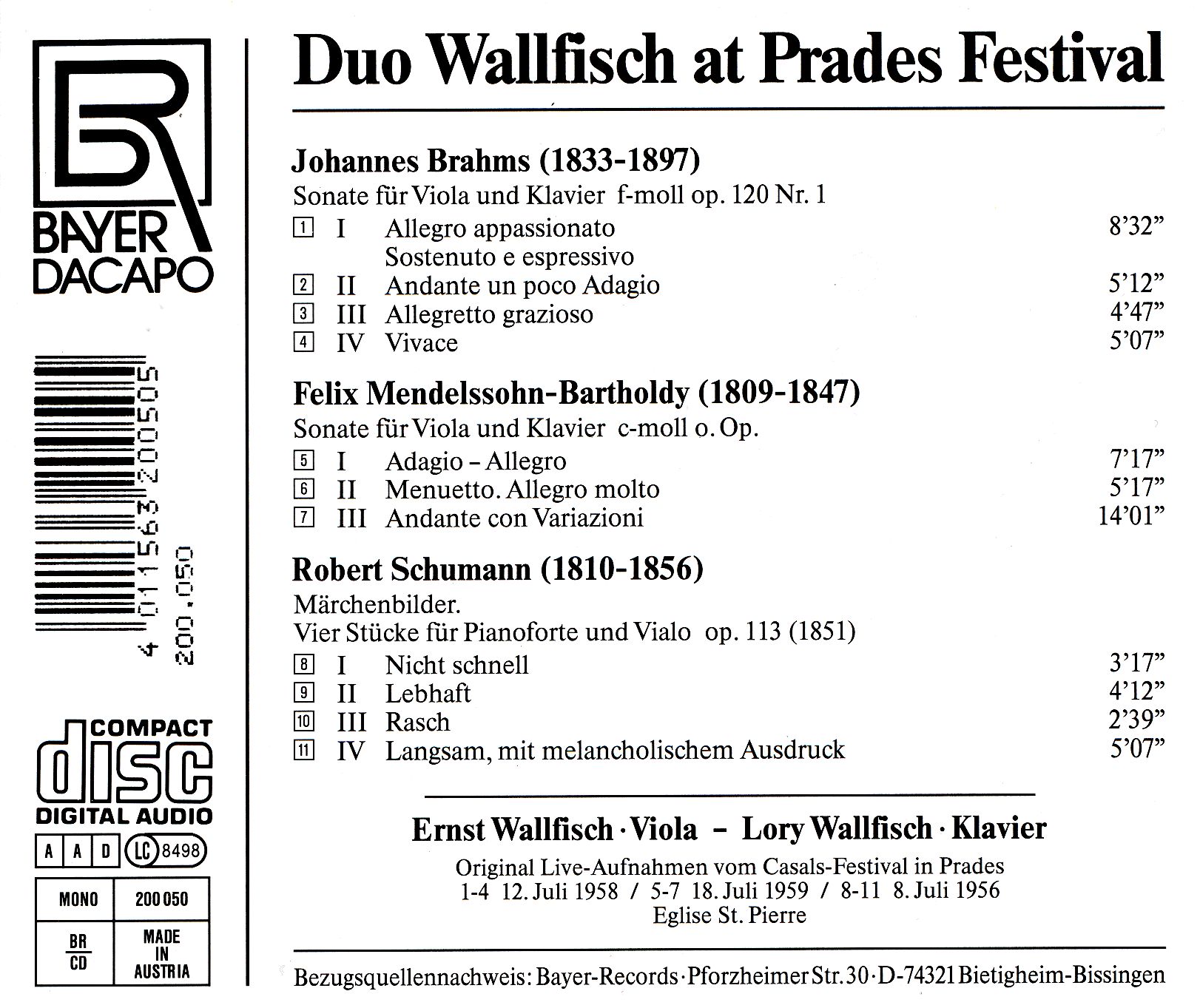 Duo Wallfisch at Prades Festival