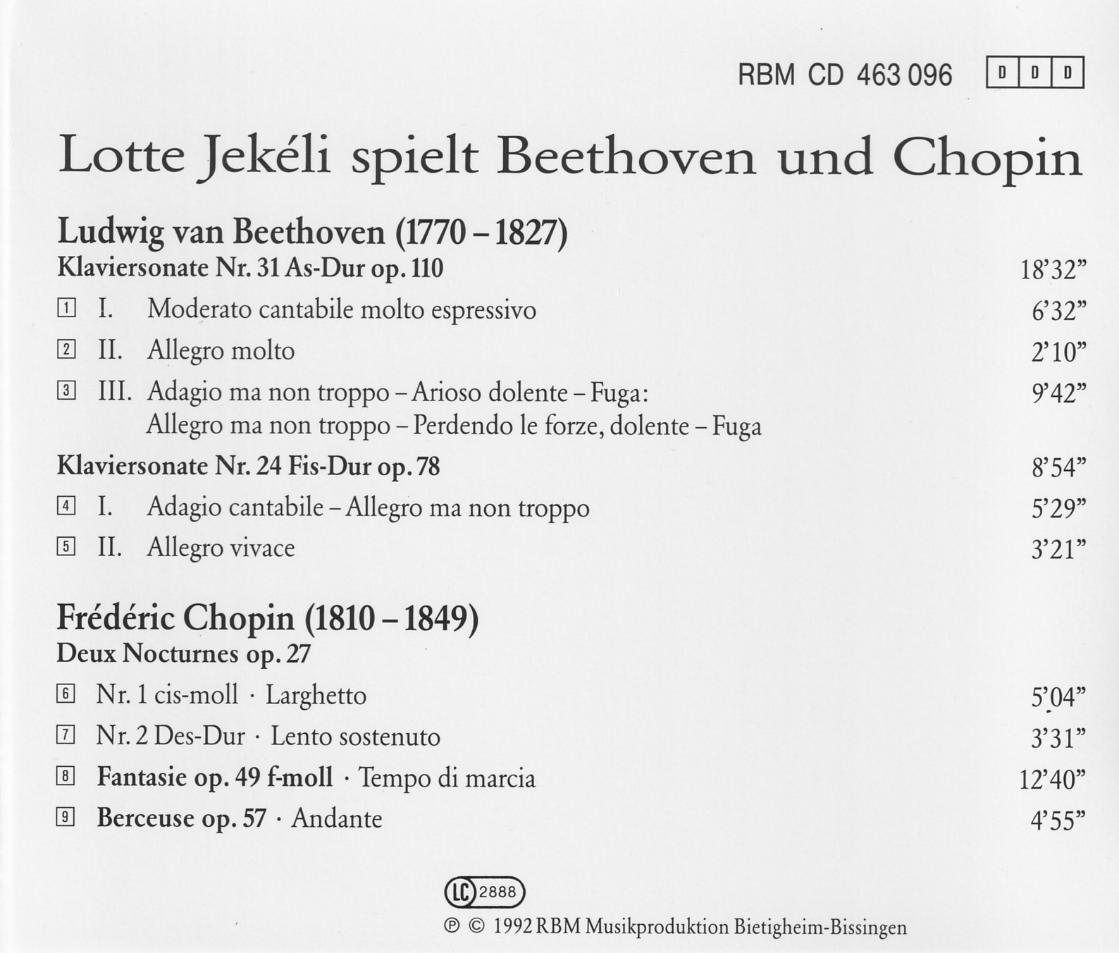Lotte Jekéli spielt Beethoven und Chopin