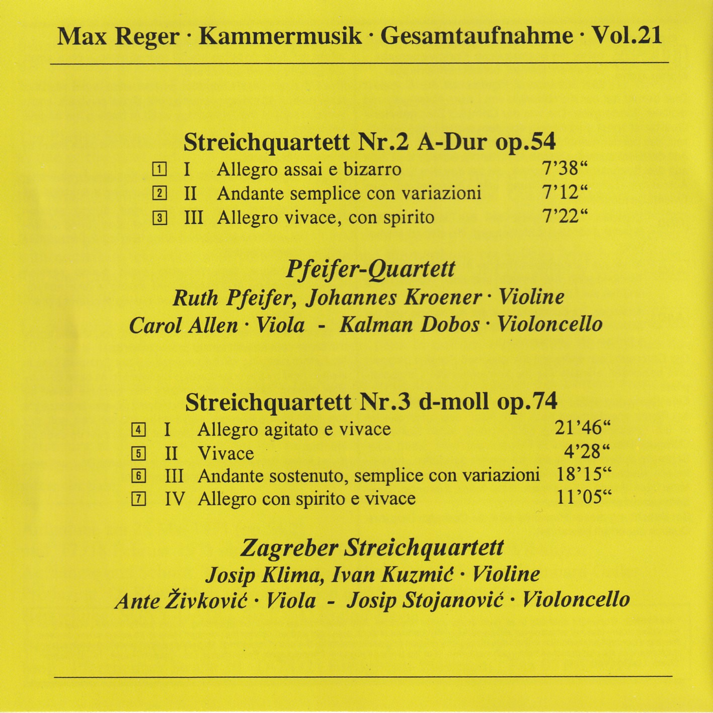 Max Reger - Kammermusik komplett Vol. 21