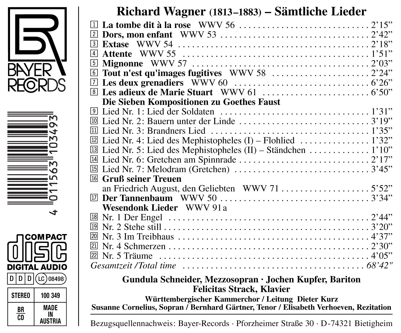 Richard Wagner - Sämtliche Lieder