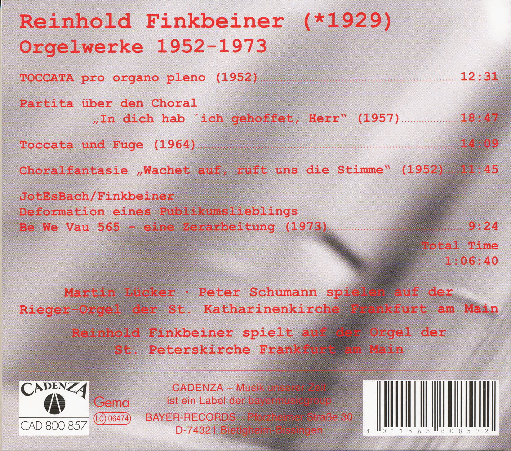 Reinhold Finkbeiner - Orgelwerke 1952-1973