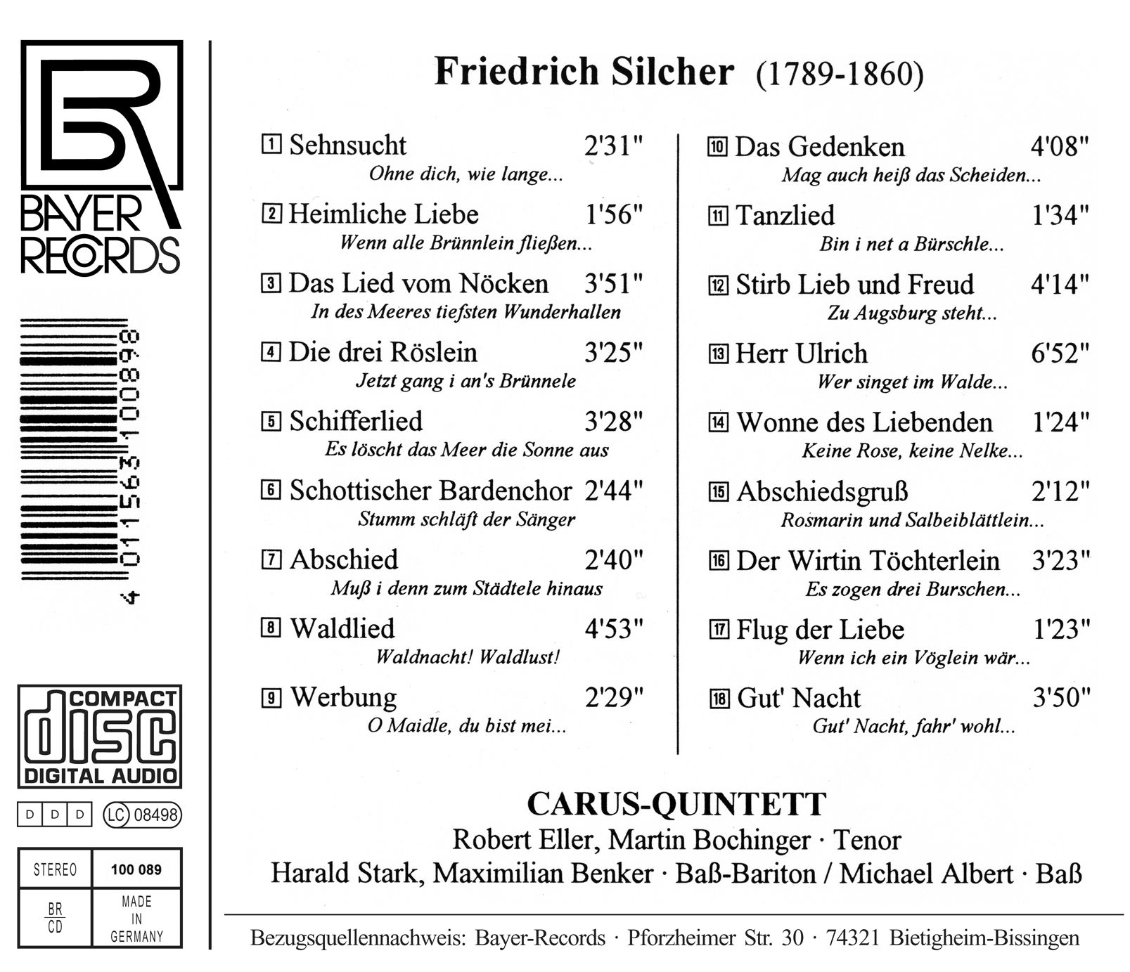 Friedrich Silcher - Deutsche Volkslieder II