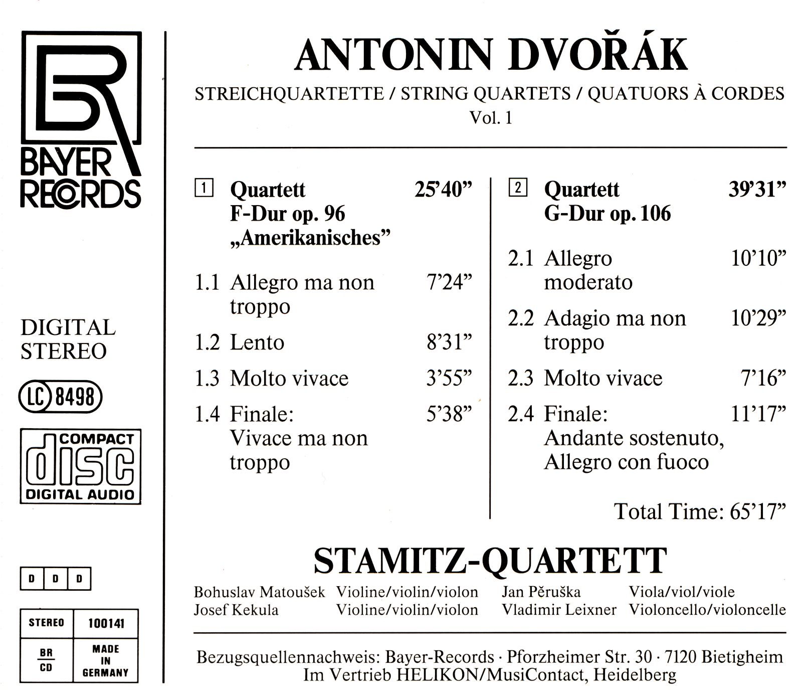 Antonin Dvorak - Streichquartette Vol.1