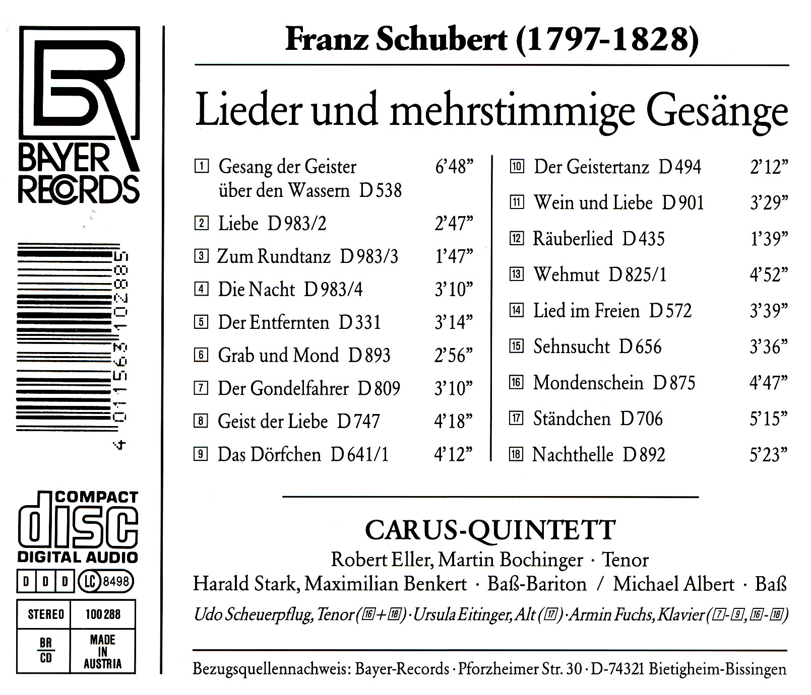 Franz Schubert - Lieder/mehrst. Gesänge