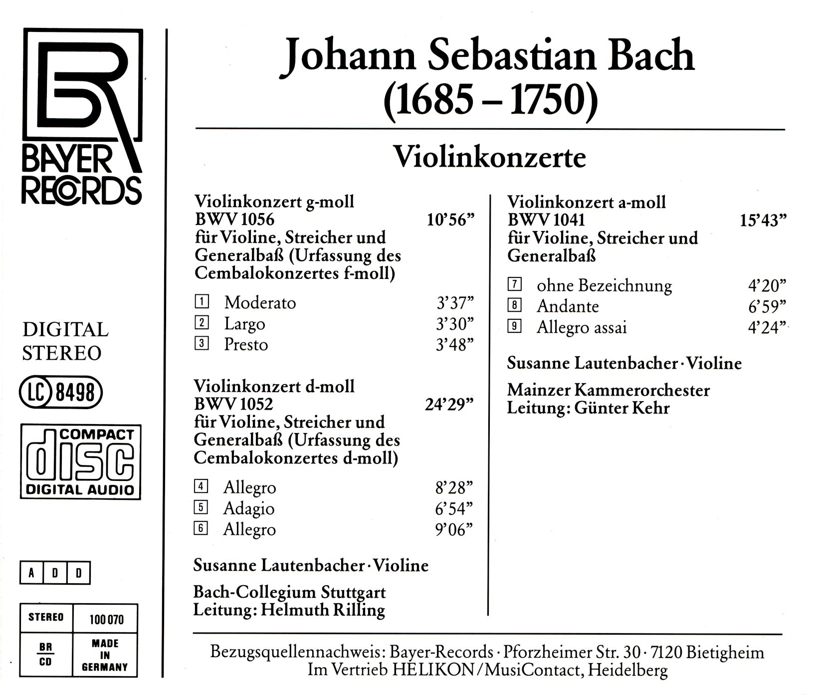 Johann Sebastian Bach - Violinkonzerte