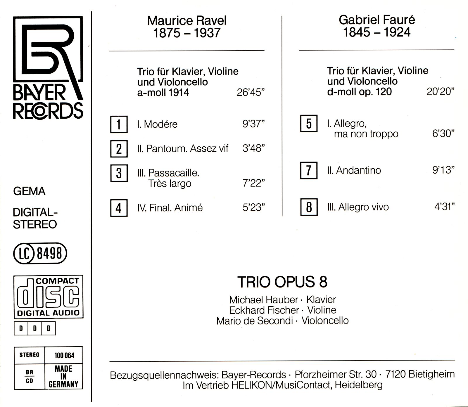 Trio OPUS 8 - Gabriel Fauré / Maurice Ravel