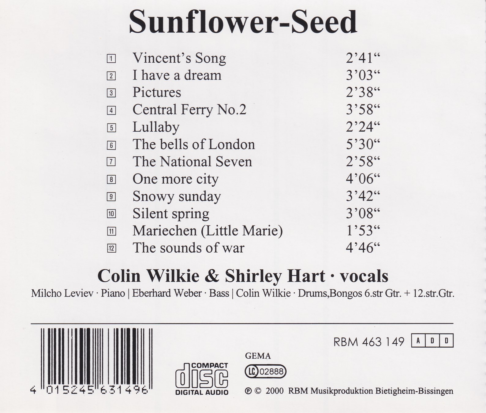 Colin Wilkie & Shirley Hart - „Sunflower Seed“