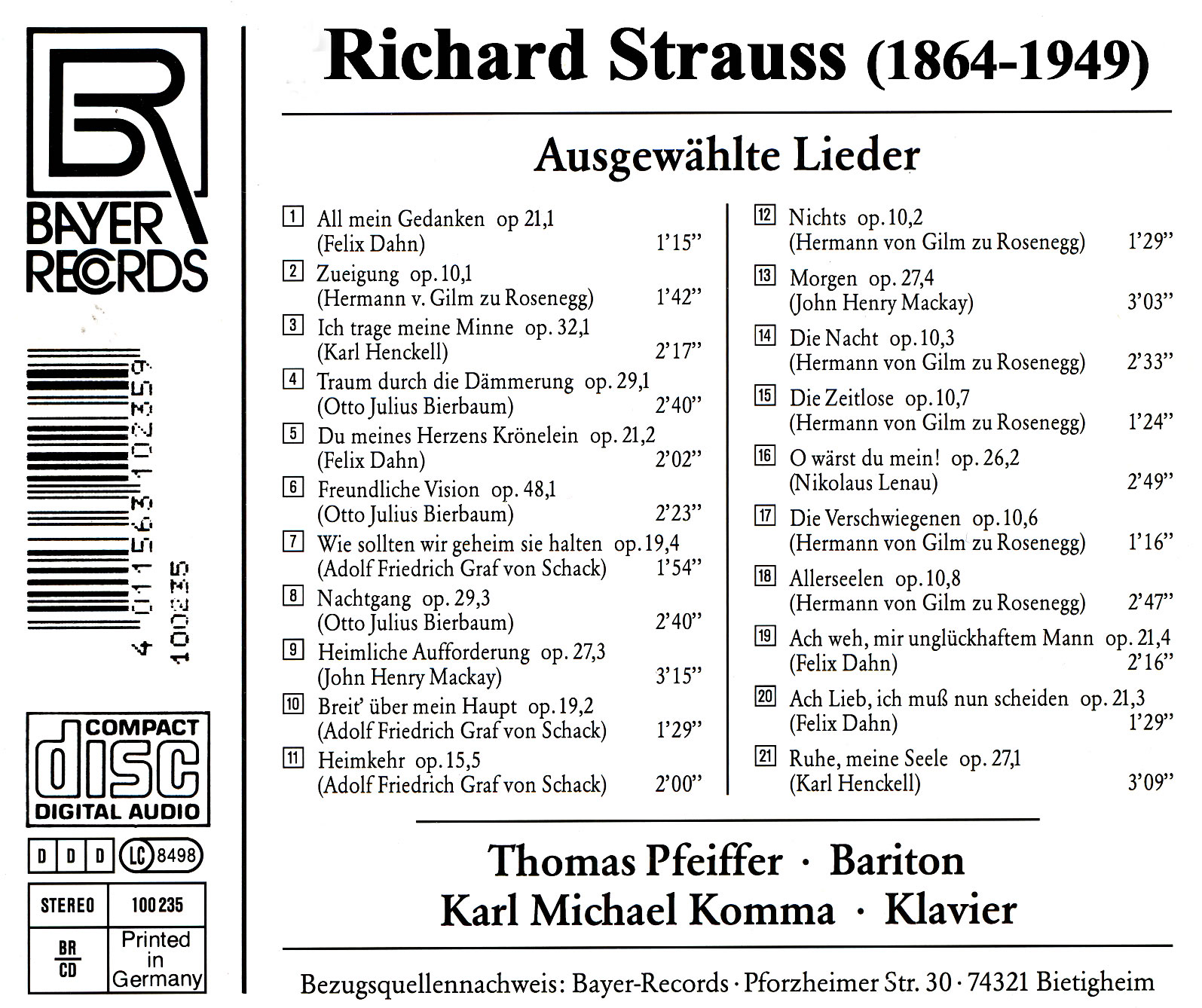Richard Strauss - Ausgewählte Lieder