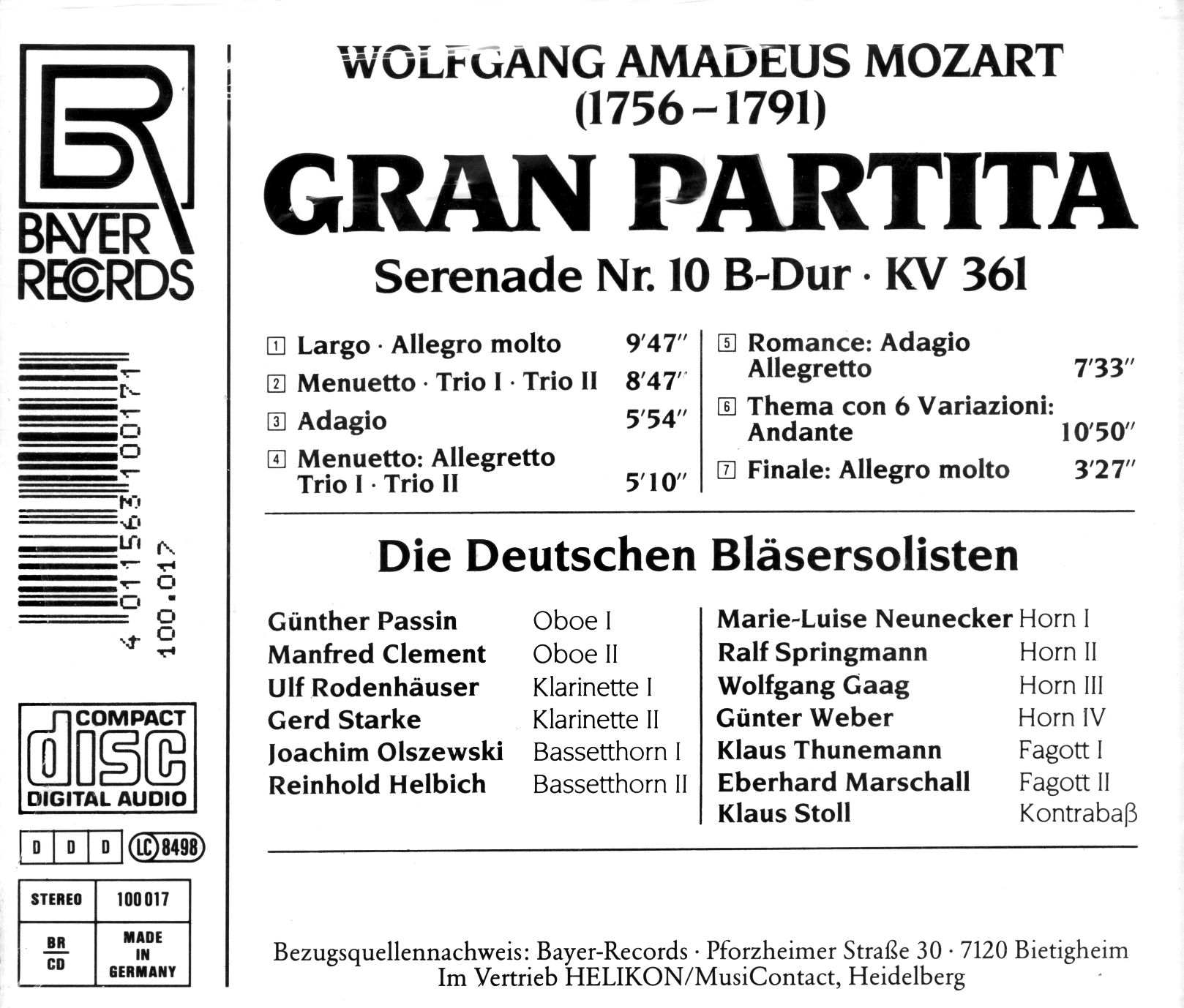 Wolfgang Amadeus Mozart - Gran Partita