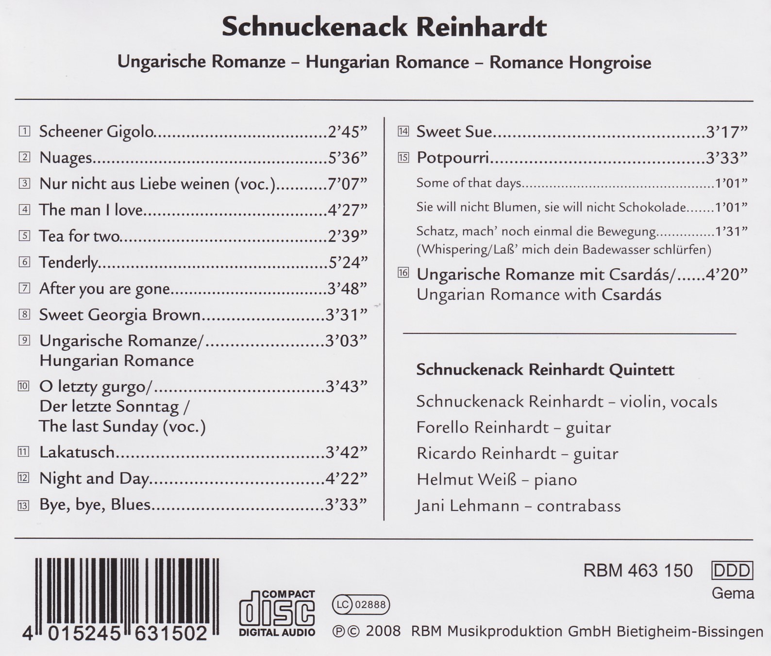 Schnuckenack Reinhardt Quintett - Ungarische Romanze 
