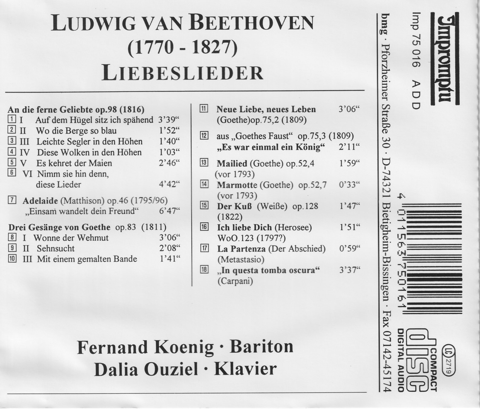 Ludwig van Beethoven - Liebeslieder