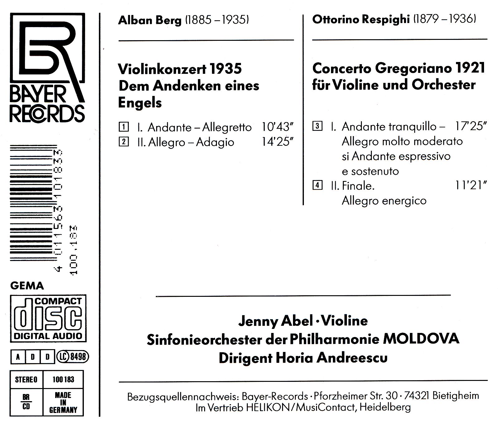 Ottorino Respighi / Alban Berg - Violinkonzerte