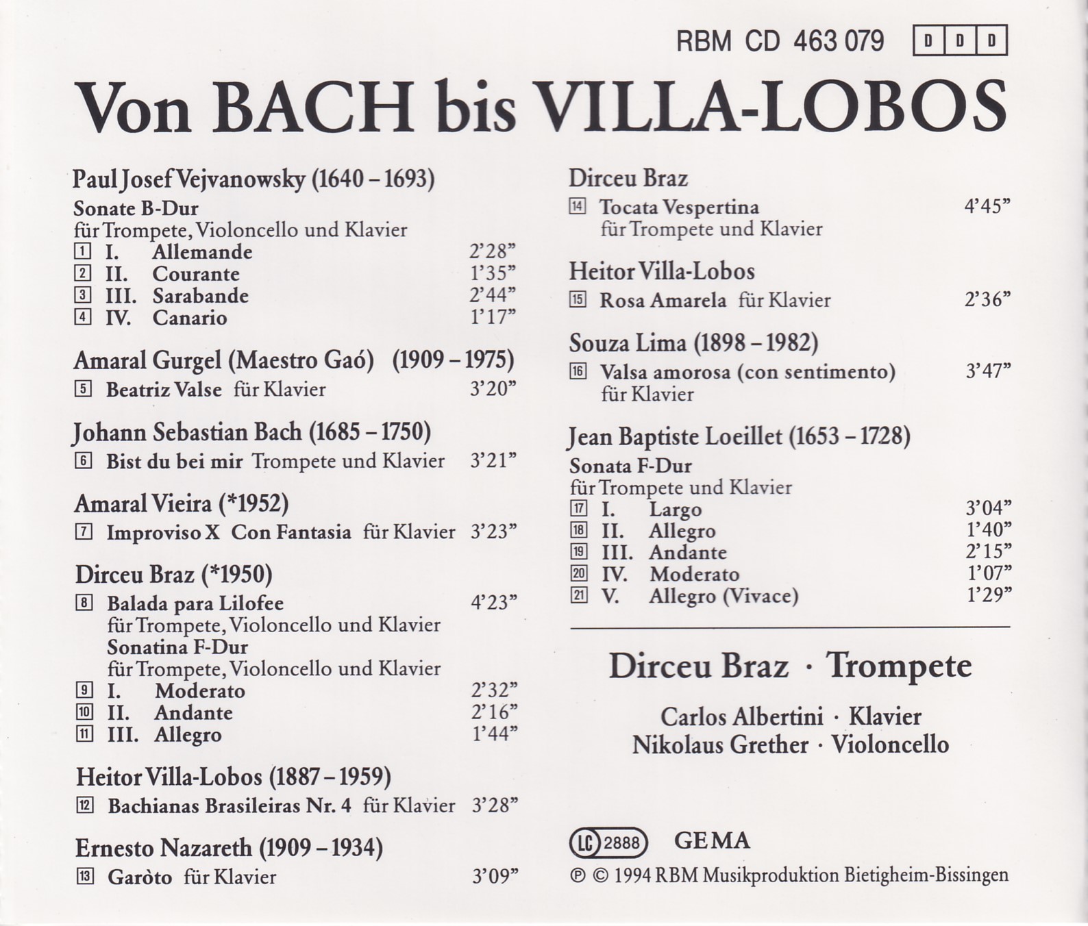 Von Bach bis Villa-Lobos - Dirceu Braz