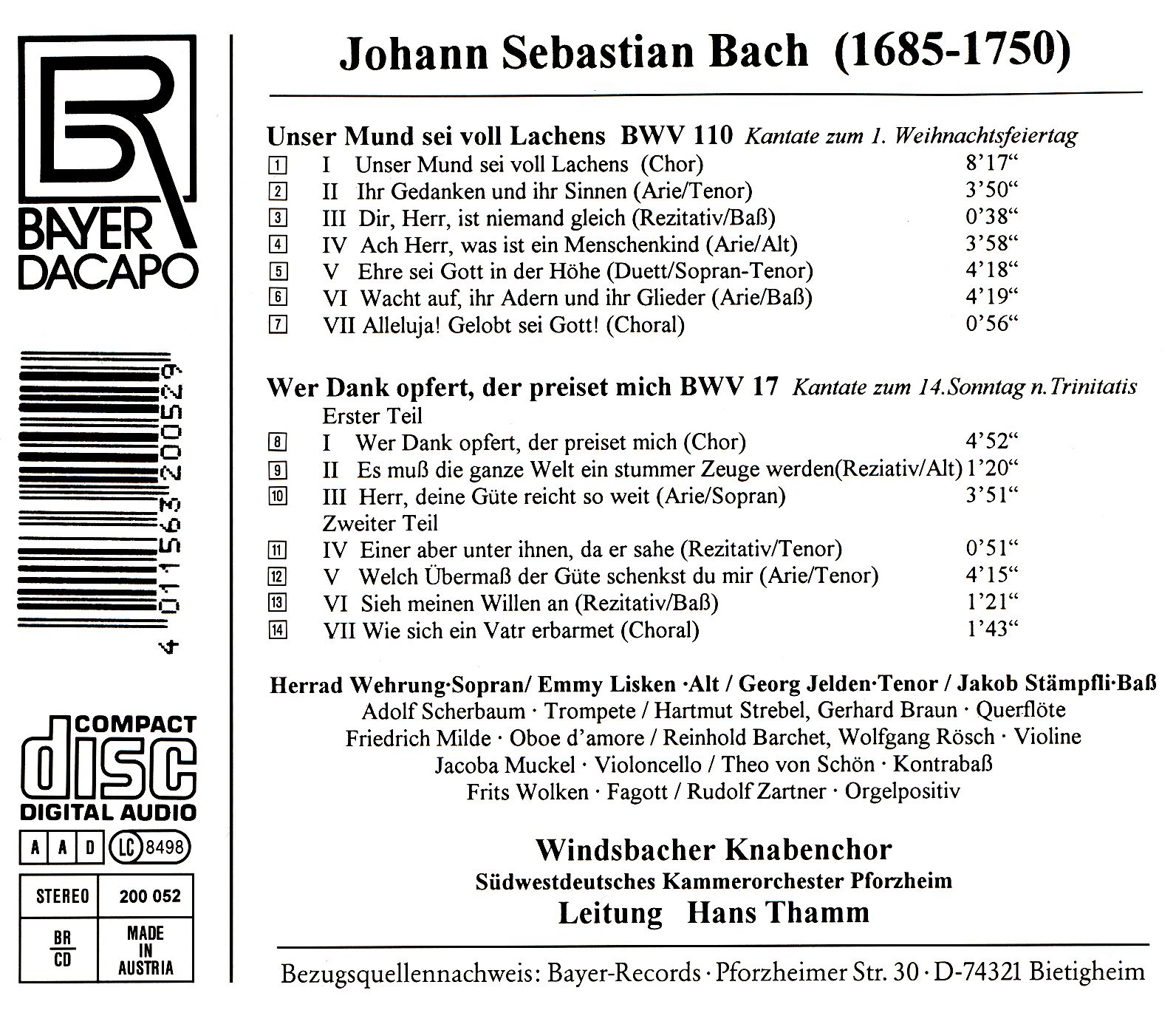 Windsbacher Knabenchor - Johann Sebastian Bach