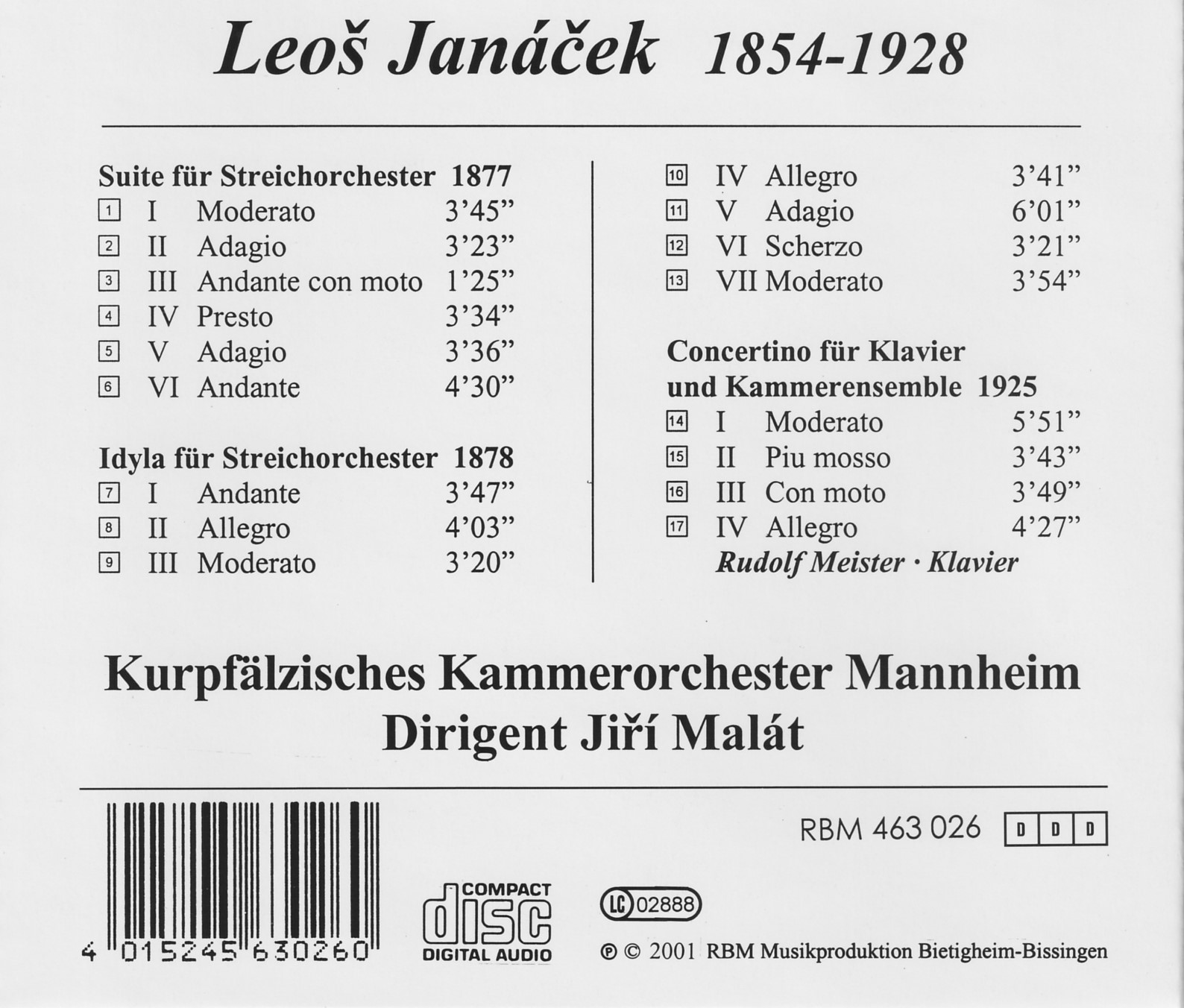 Janacek - Werke für Kammerorchester