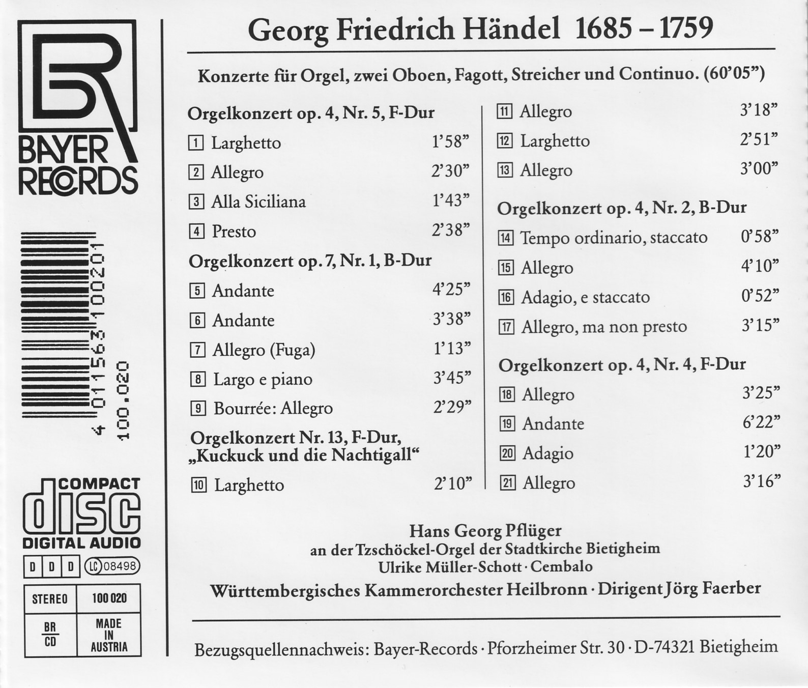 Georg Friedrich Händel - Orgelkonzerte