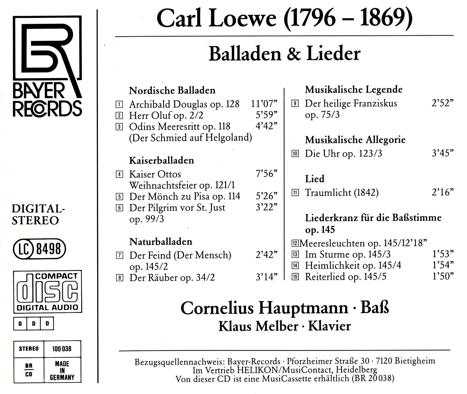 Carl Loewe - Balladen Hauptmann