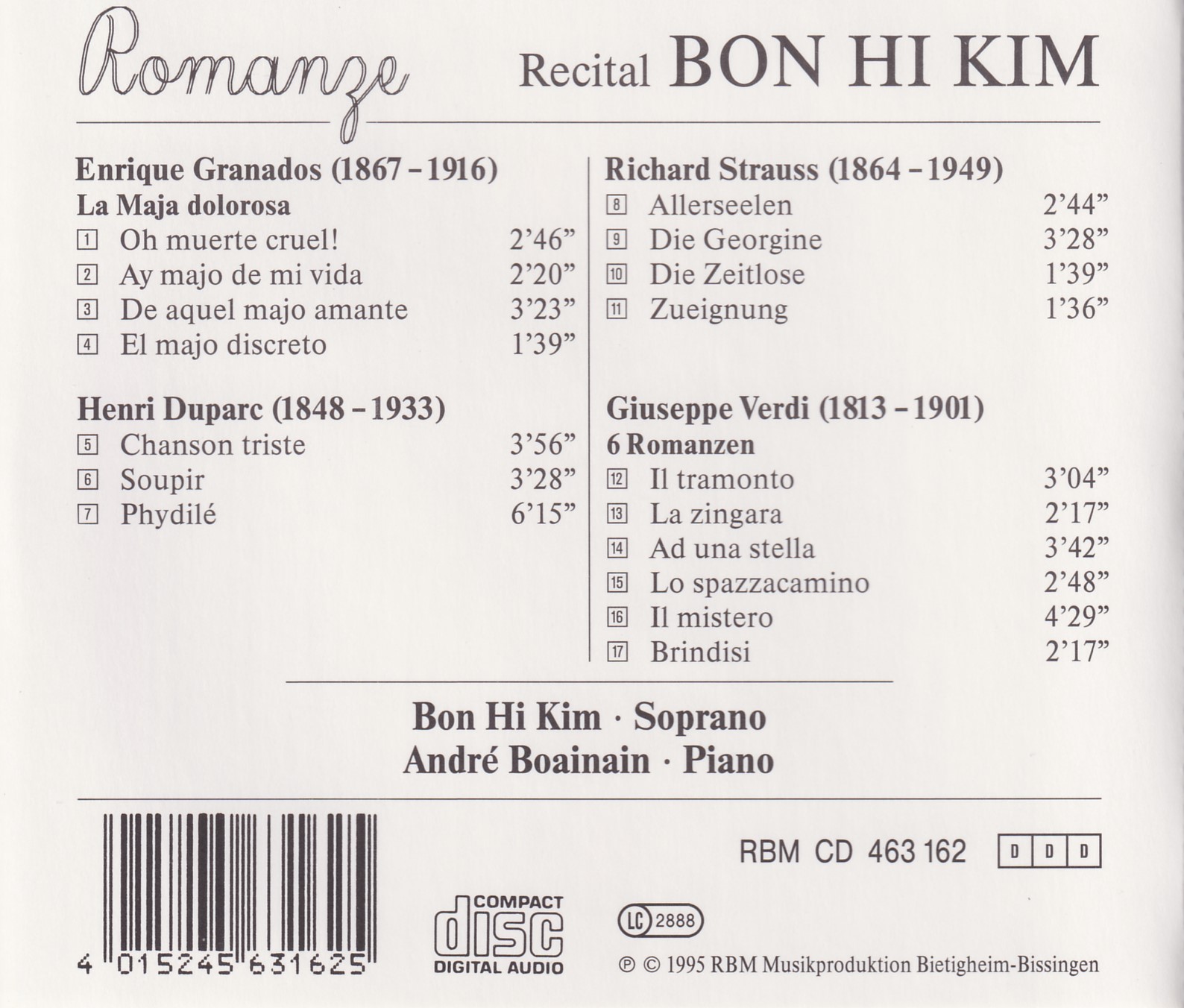 Romanze - Recital Bon Hi Kim