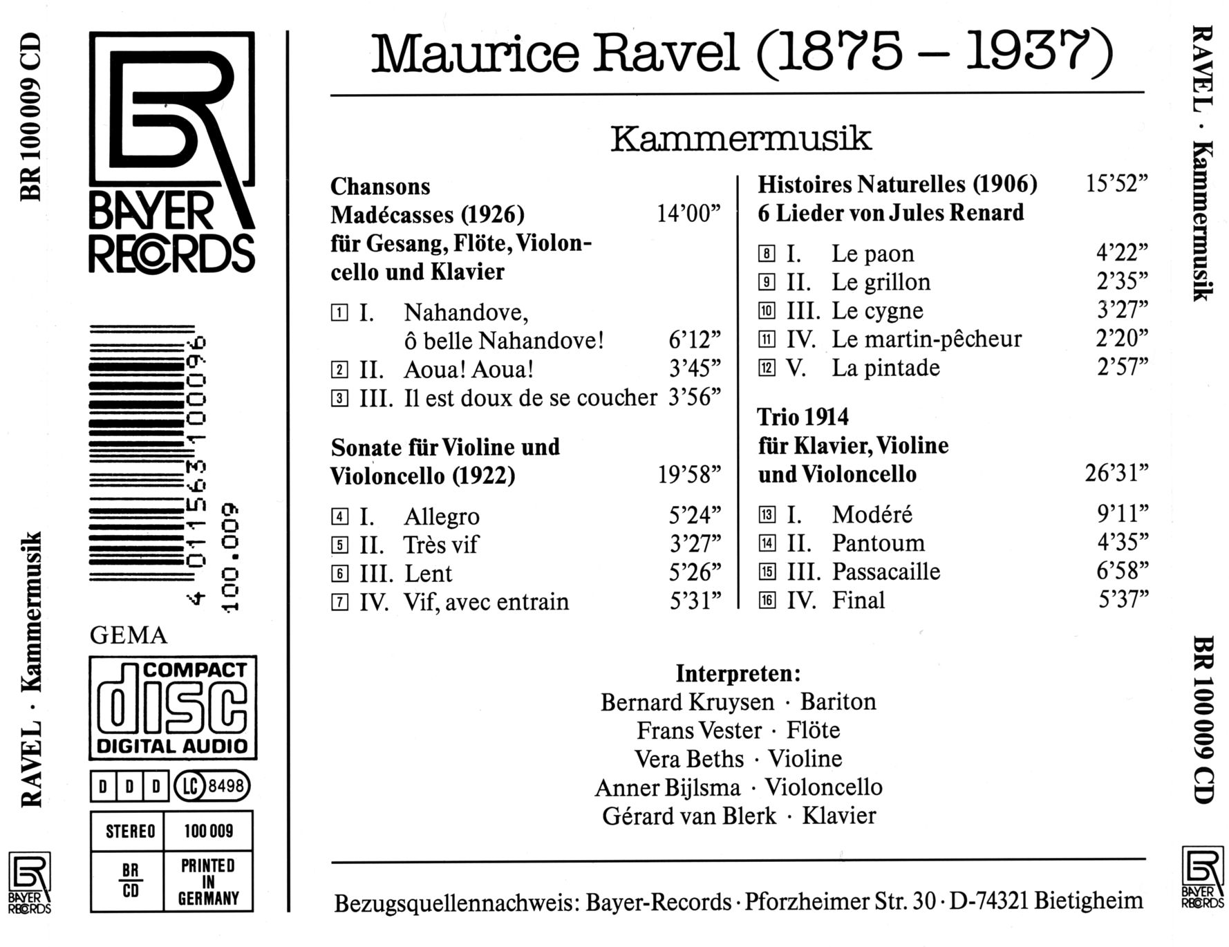 Maurice Ravel - Kammermusik