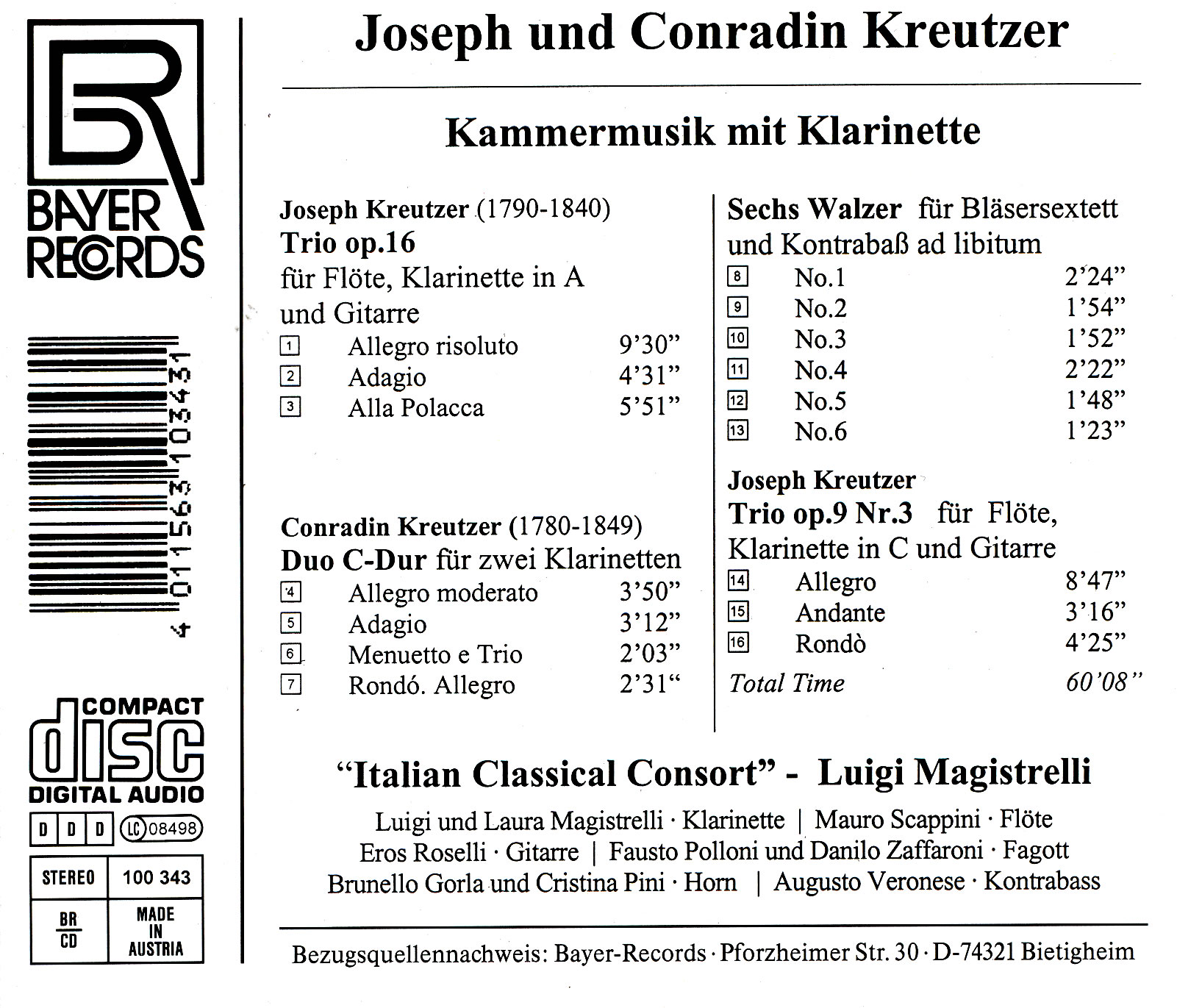 Joseph und Conradin Kreutzer - Kammermusik mit Klarinette