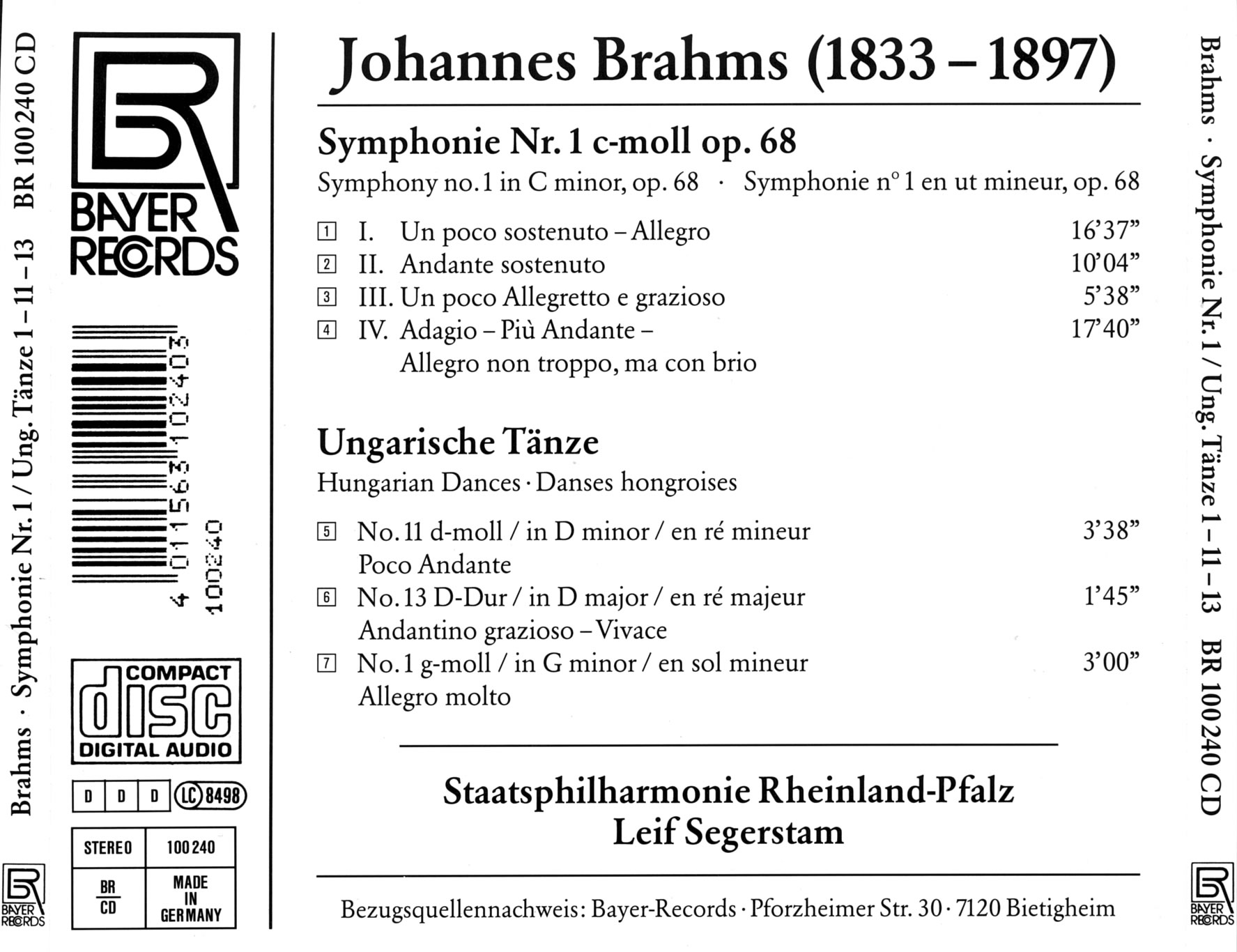 Johannes Brahms - Sinfonie Nr. 1