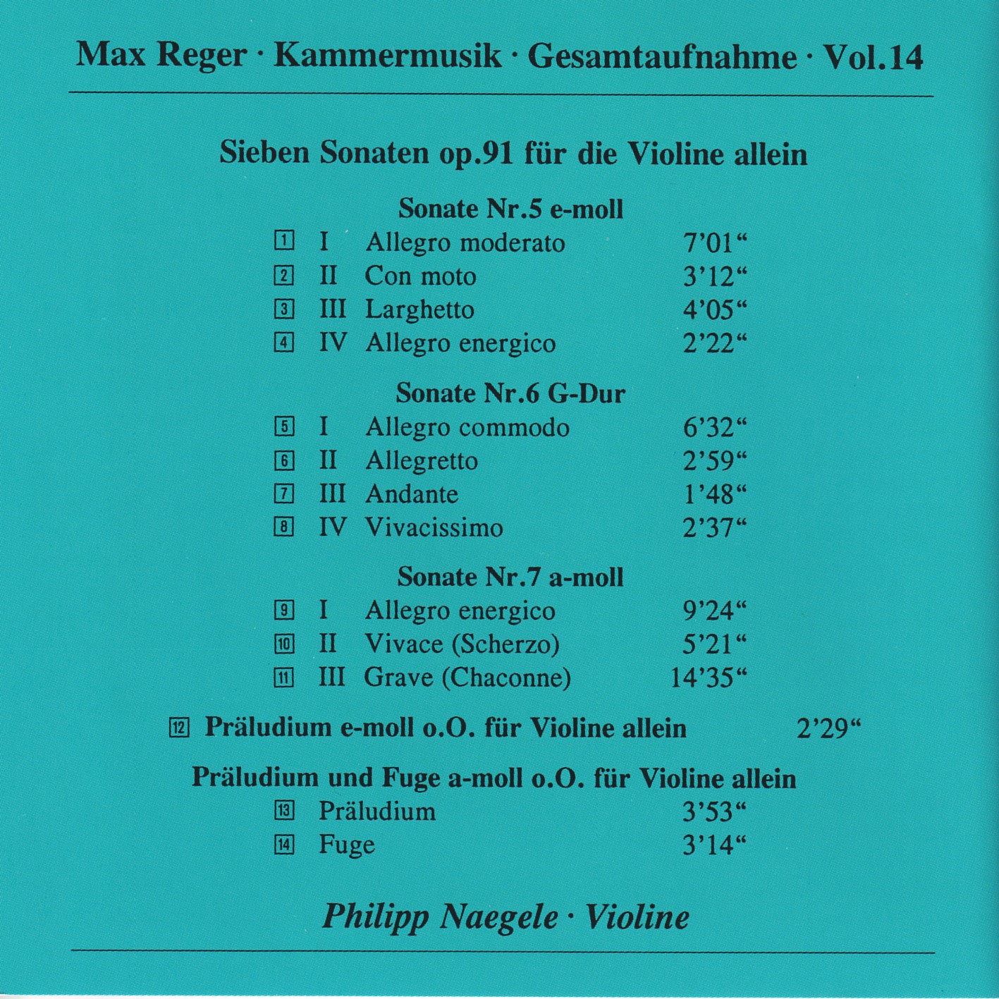 Max Reger - Kammermusik komplett Vol. 14